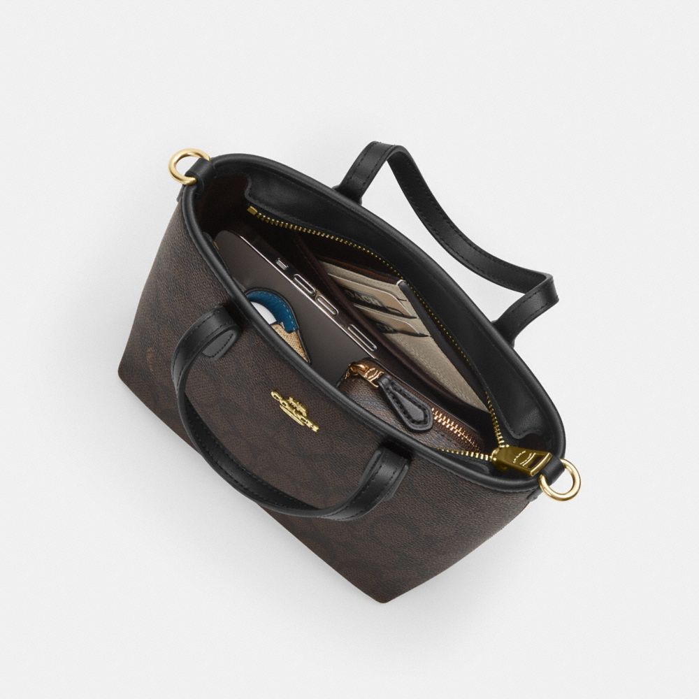 Coach City Mini Tote Bag In Signature Canvas Gold White Chalk