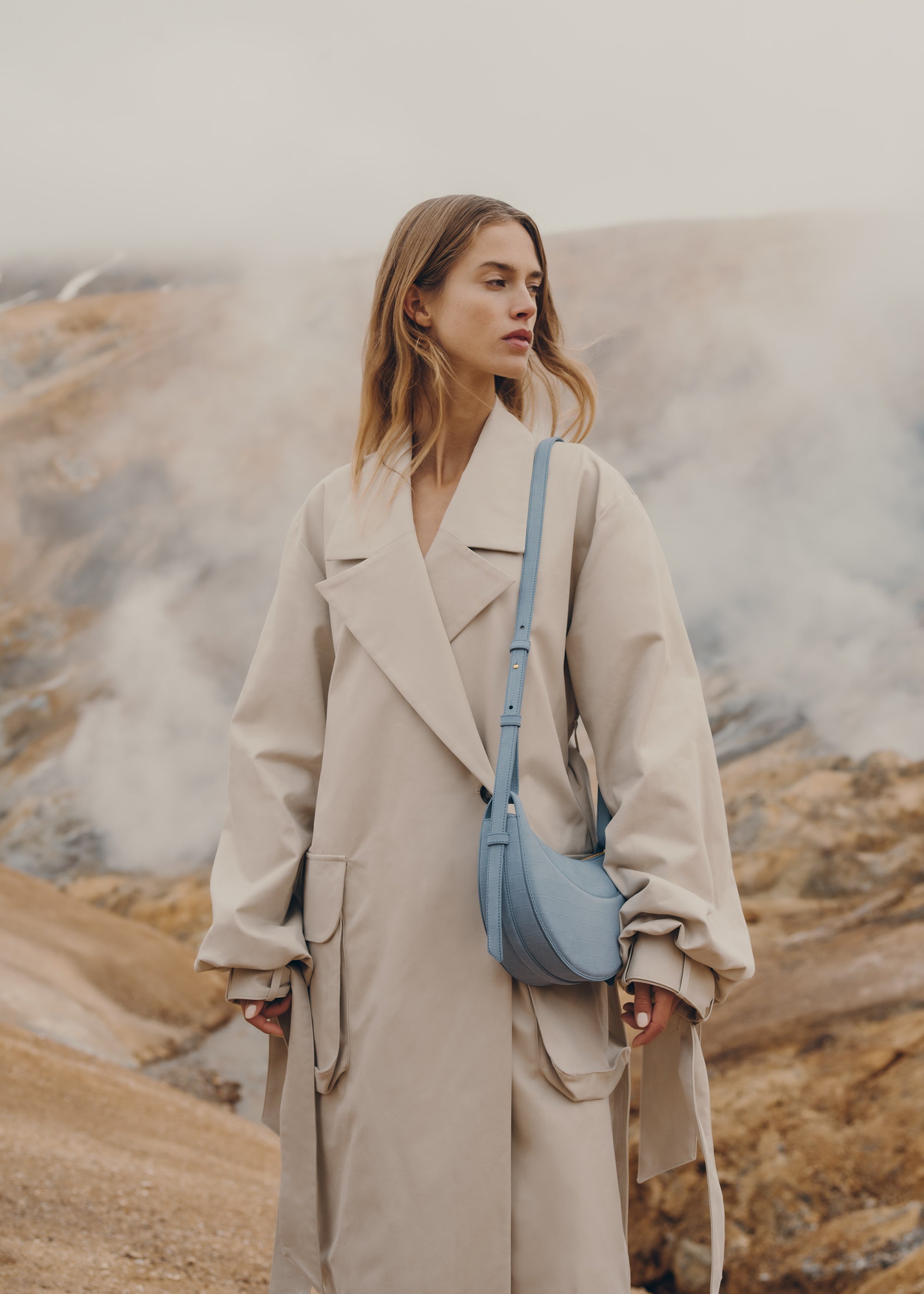 Polene Numero Dix Crocodile Nubuck Polar