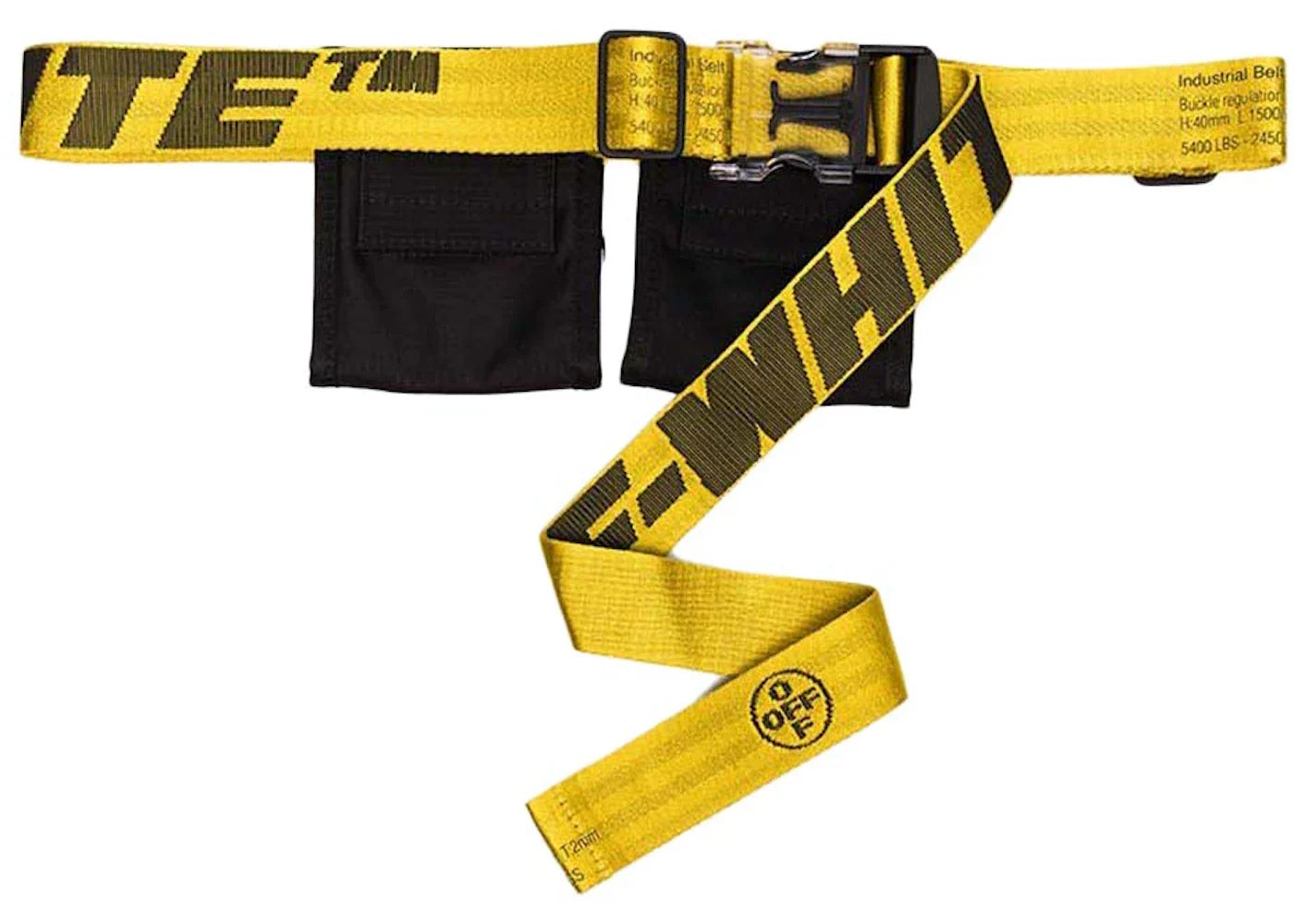 off-white classic industrial two pocket belt bag black/yellow