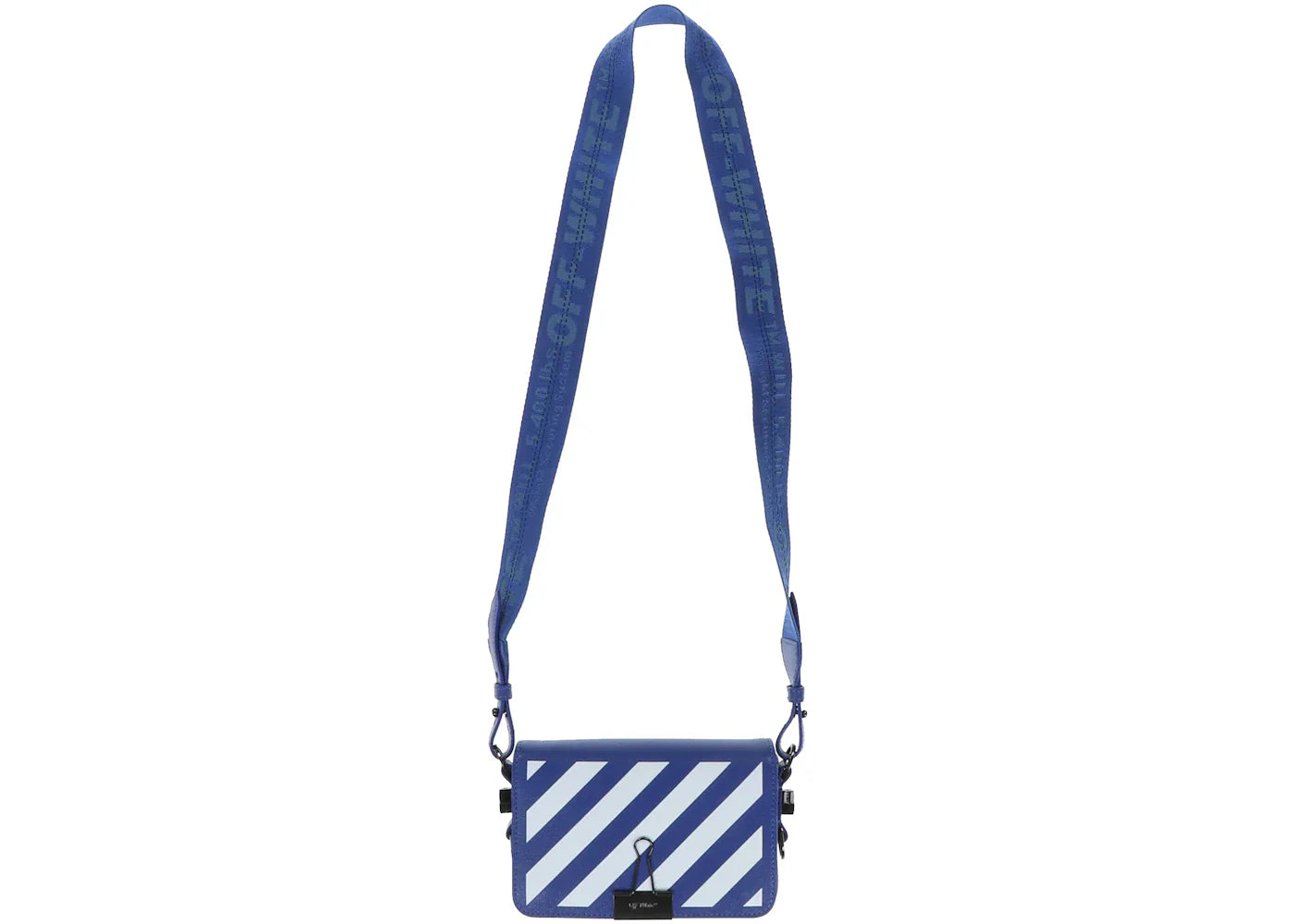 off-white diagonal stripe mini flap bag blue/white