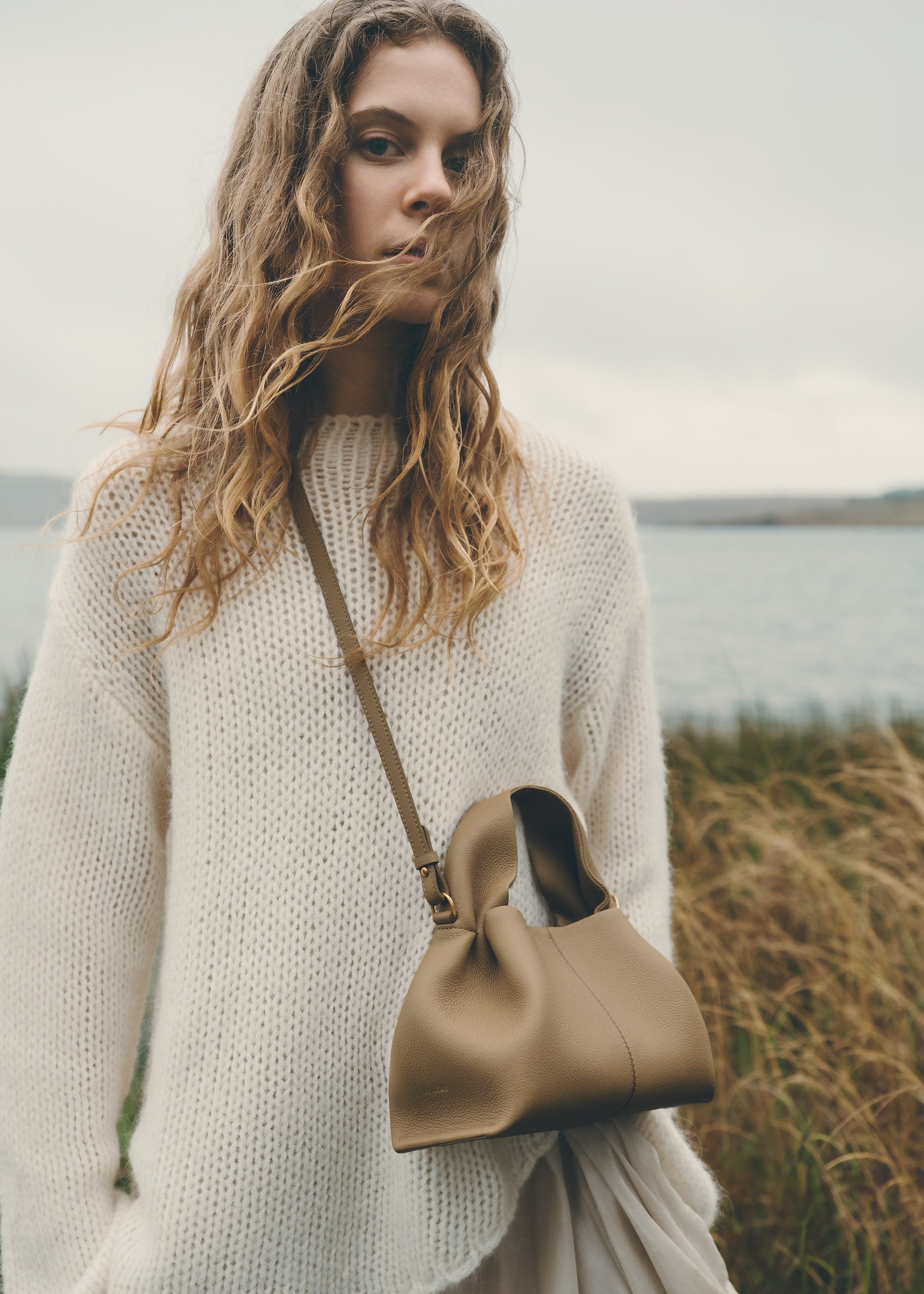 Polene Numero Neuf Mini Textured Smoky Olive