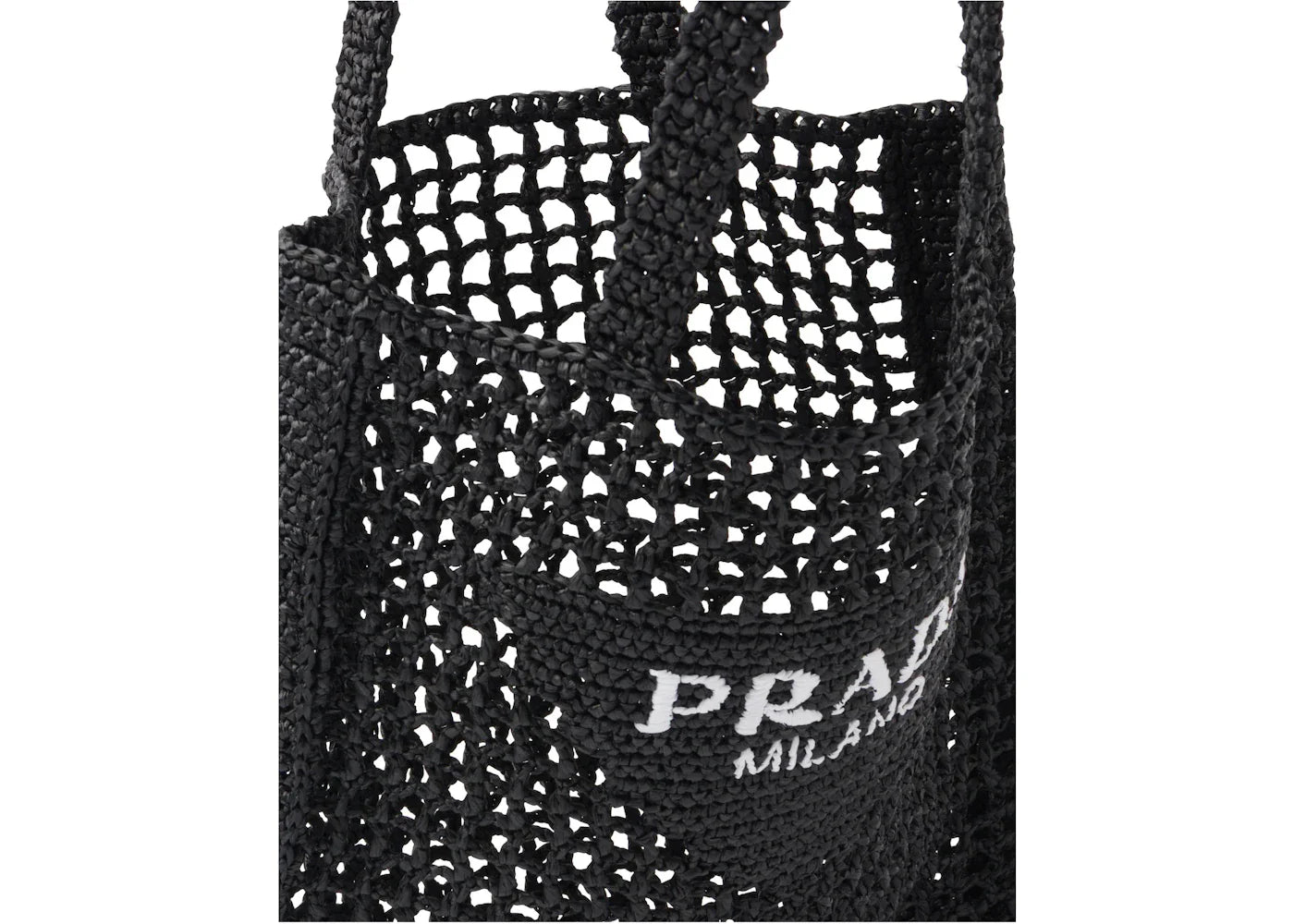 Prada Raffia Tote Bag Black