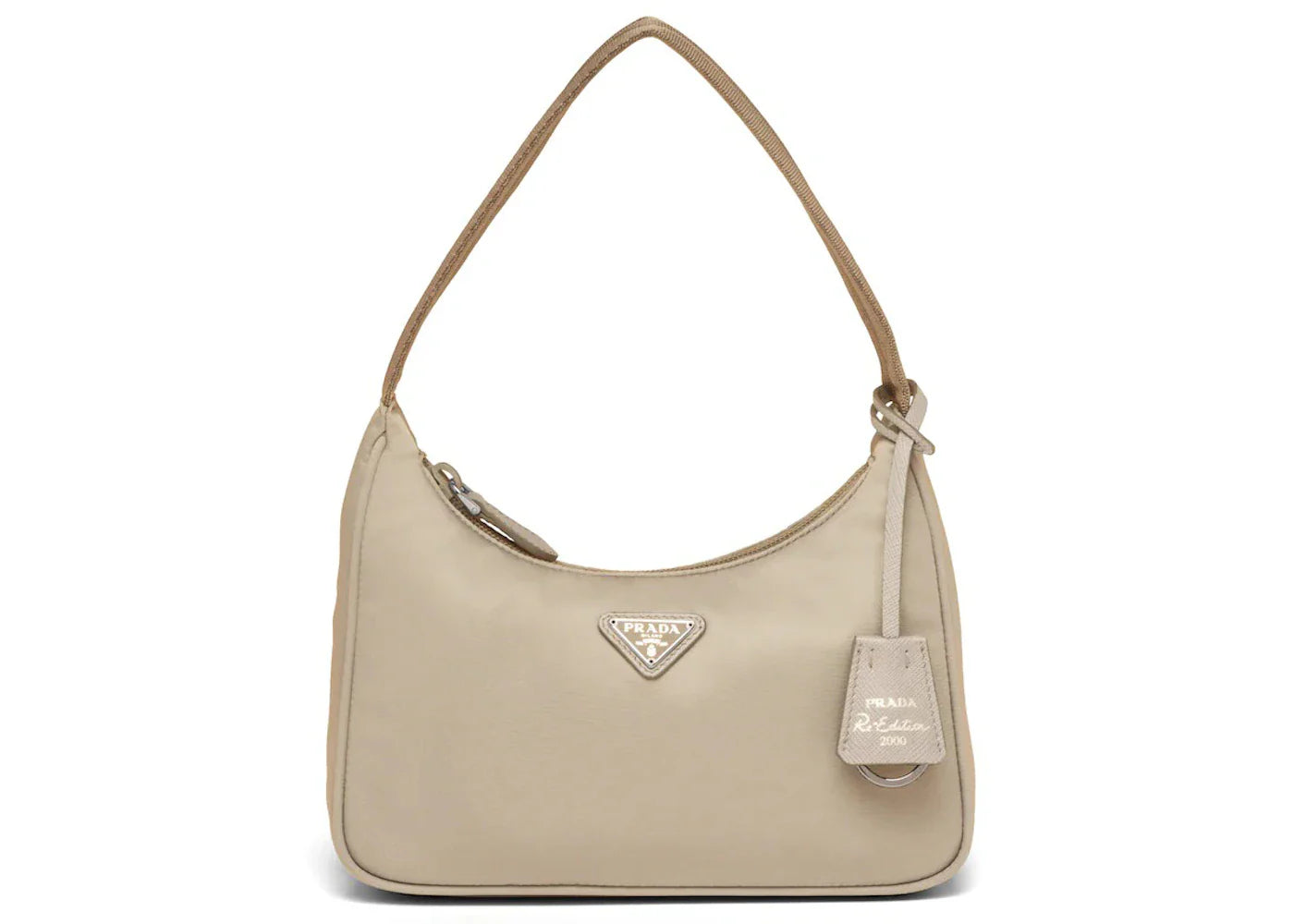 prada re-edition 2000 re-nylon mini bag desert beige