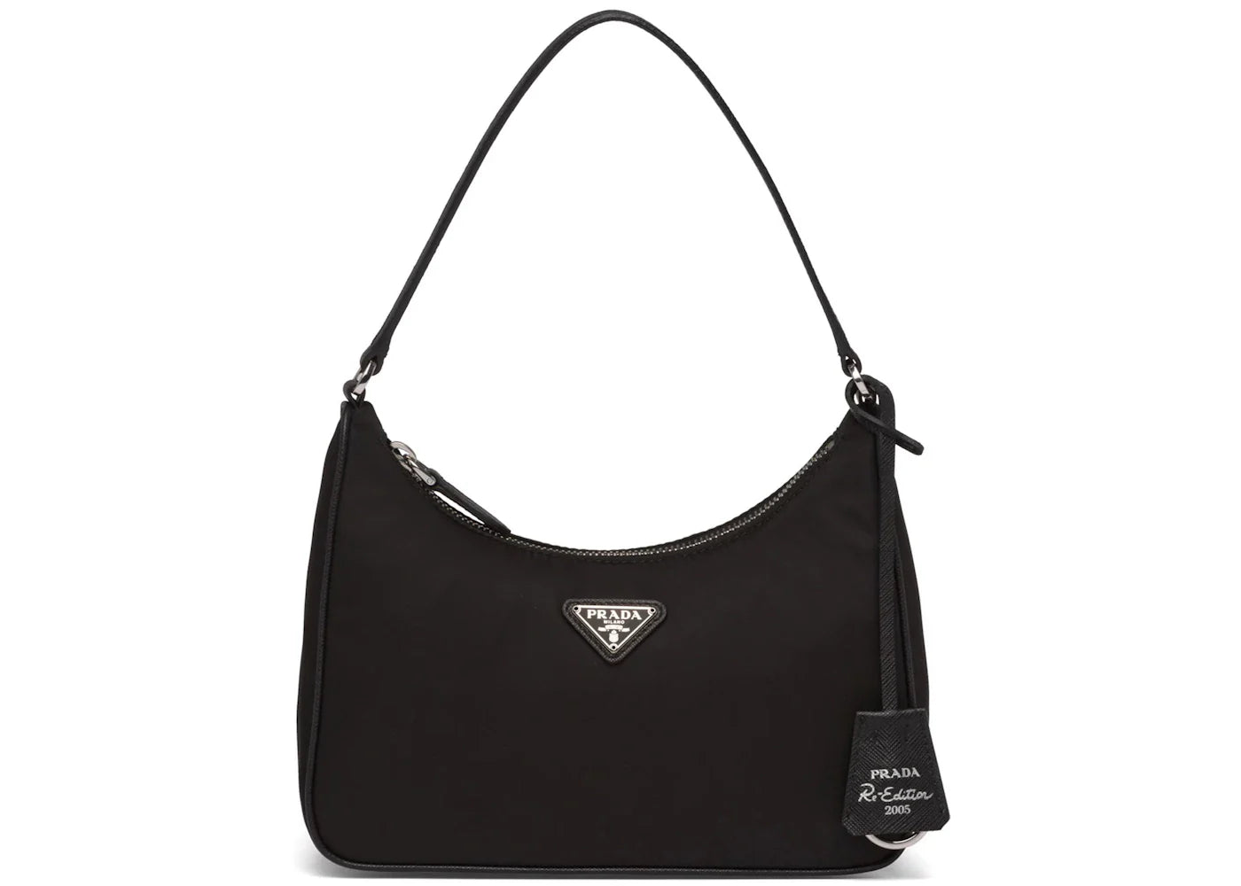 prada re-edition 2005 mini bag nylon saffiano leather strap black