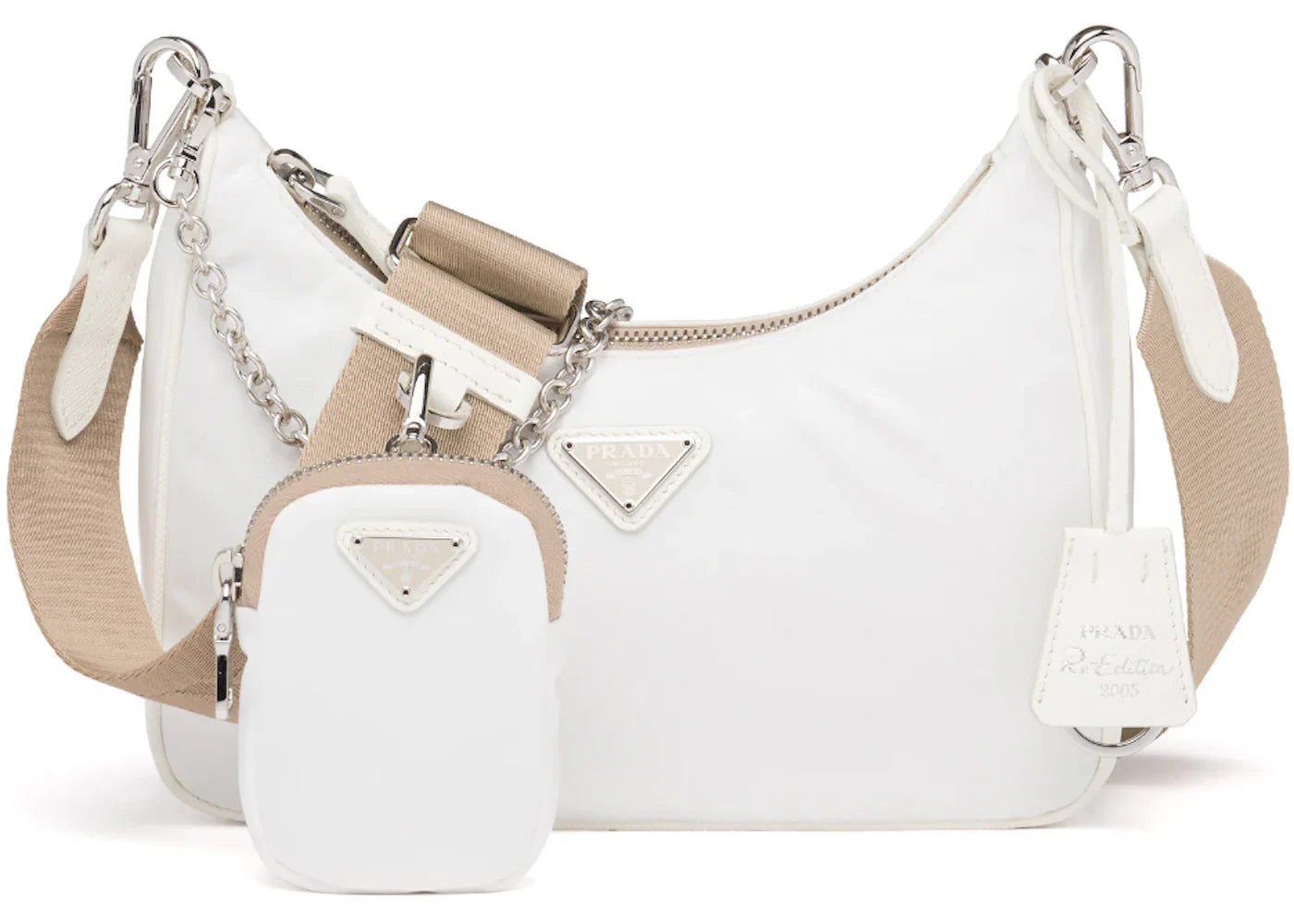 prada re-edition 2005 nylon bag white