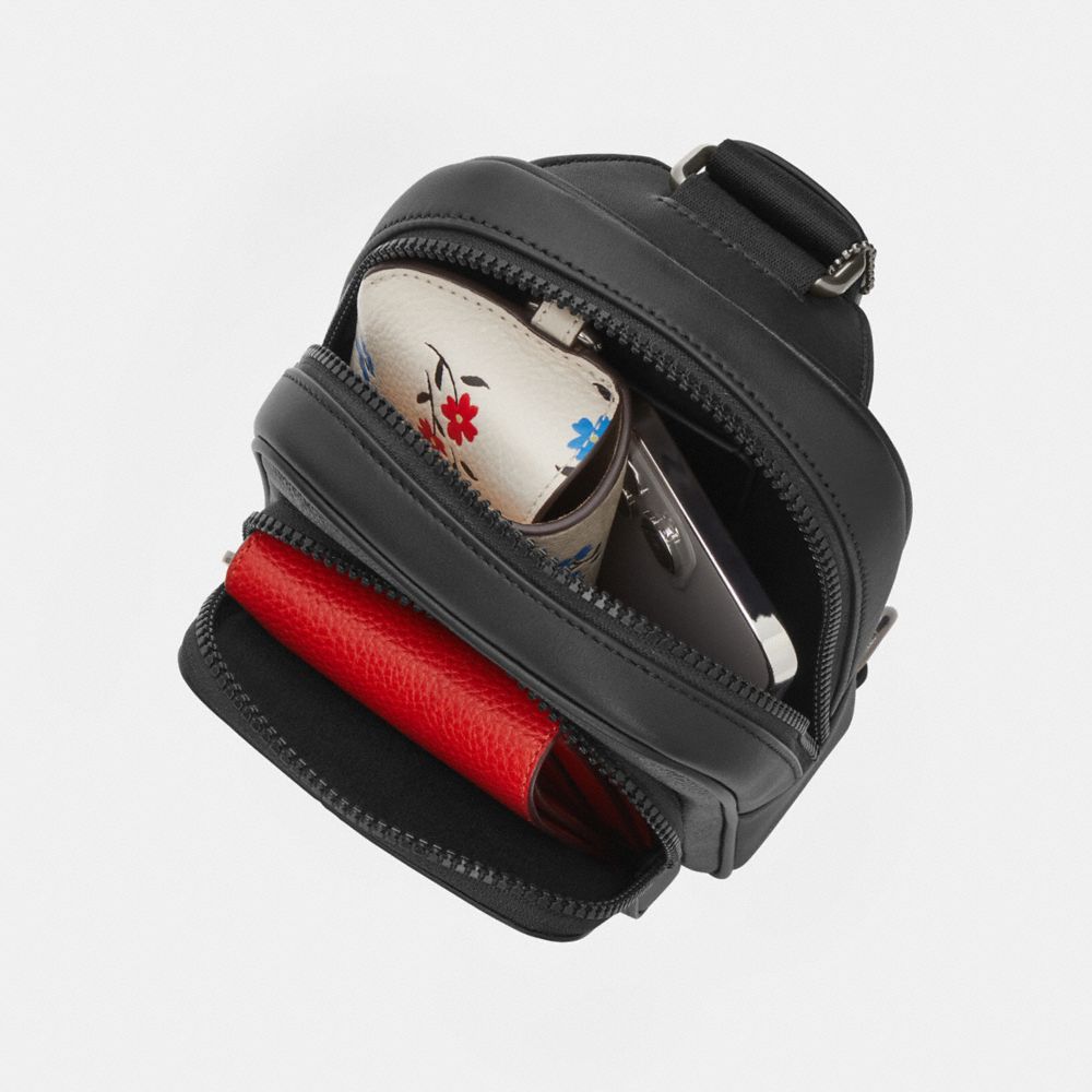 Coach Racer Sling Pack Silver True Red