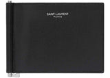 Saint Laurent Paris Bill Clip Wallet In Grain De Poudre Embossed Leather Black