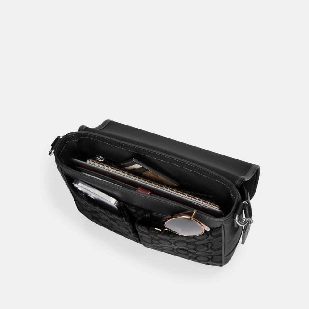 Coach Sprint Map Bag 25 In Signature Jacquard Gunmetal Tan Black