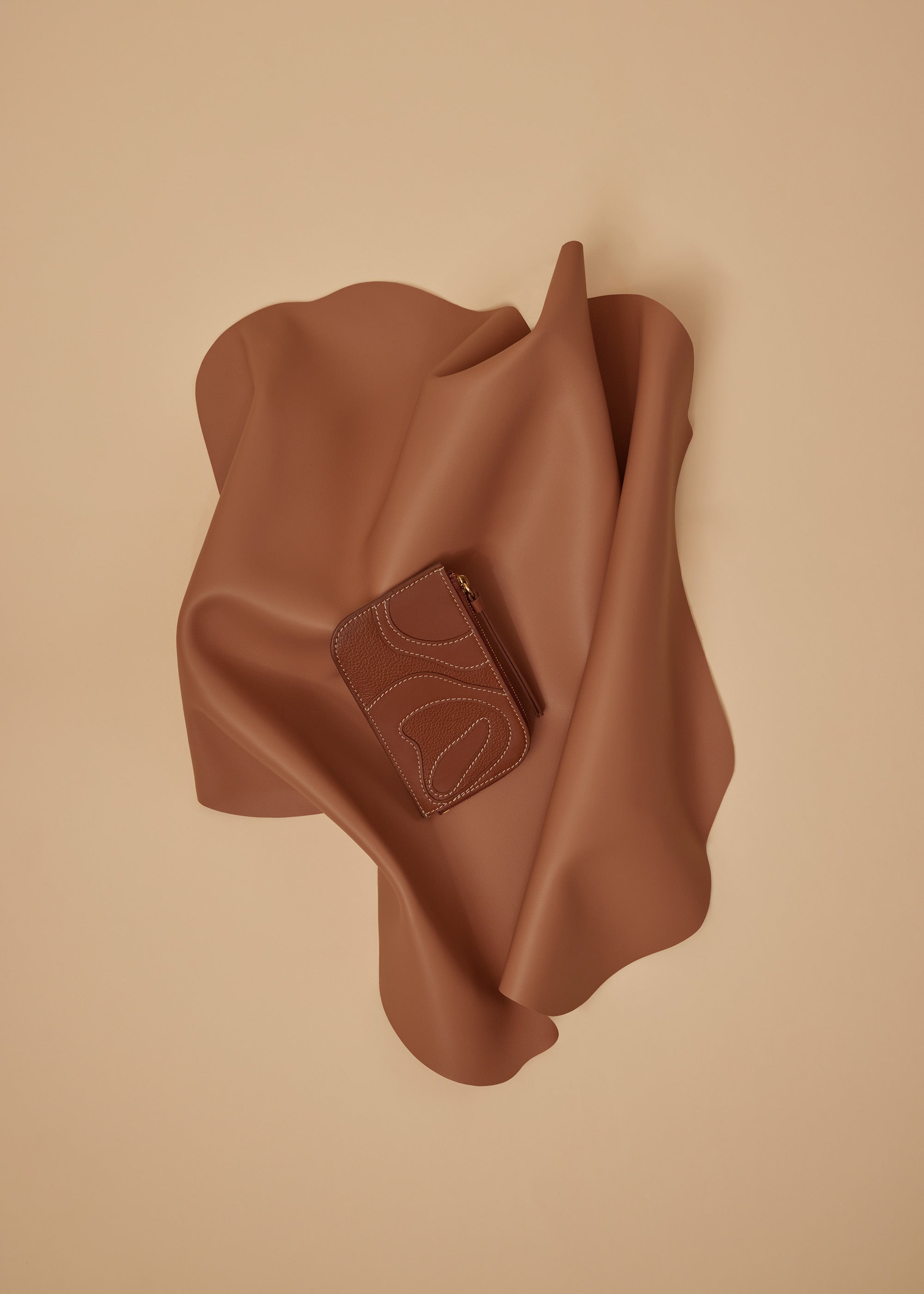 Polene Atla Card Holder - Duo Cognac