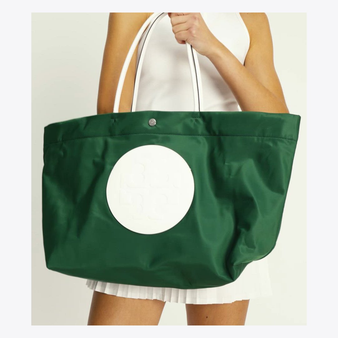 Tory Burch Ella Twist Reversible Tote Soft Turquoise