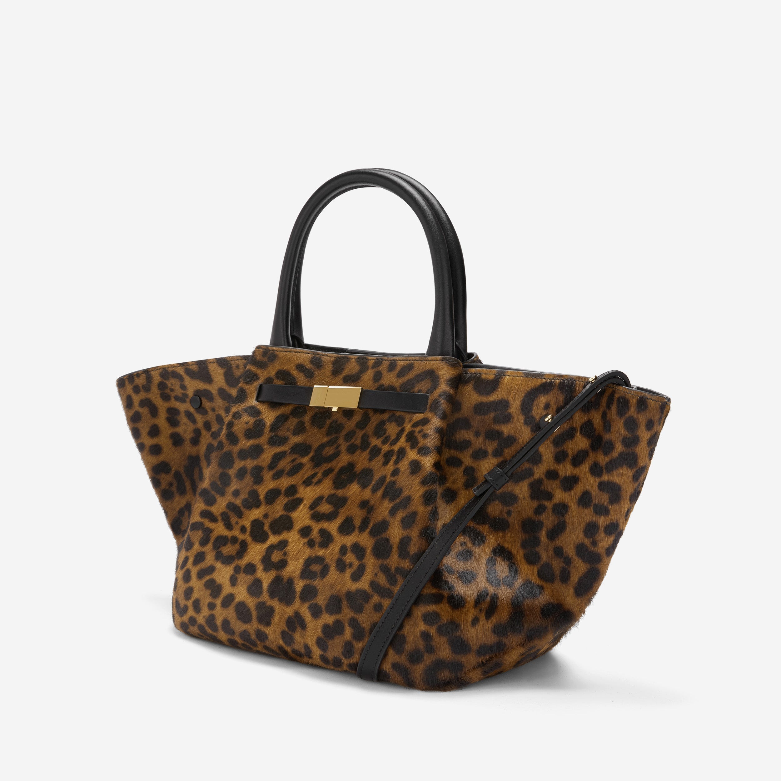DeMellier The Midi New York leopard-effect calf hair & black smooth
