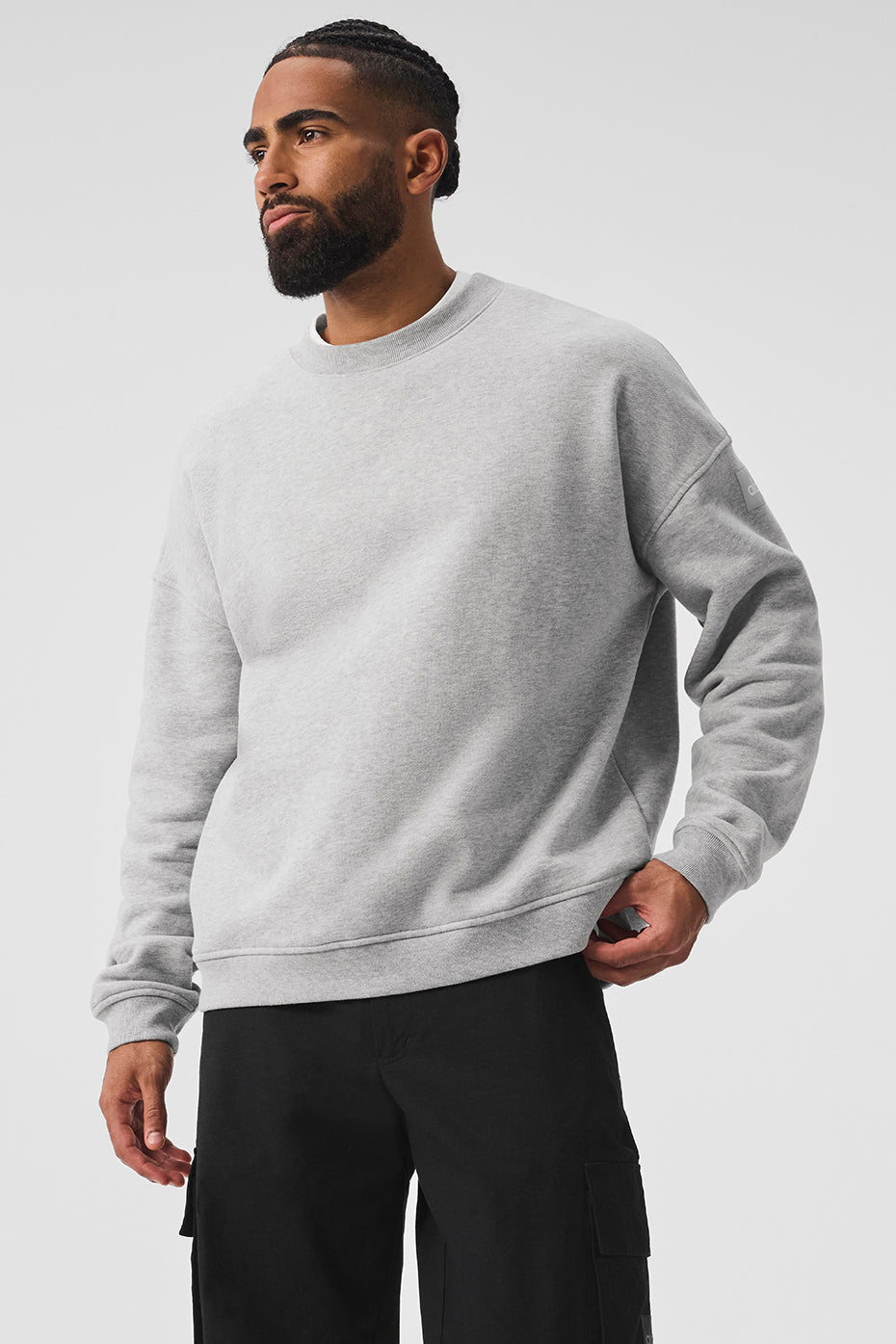Alo Yoga Renown Heavy Weight Crew Neck Pullover - Athletic Heather Grey