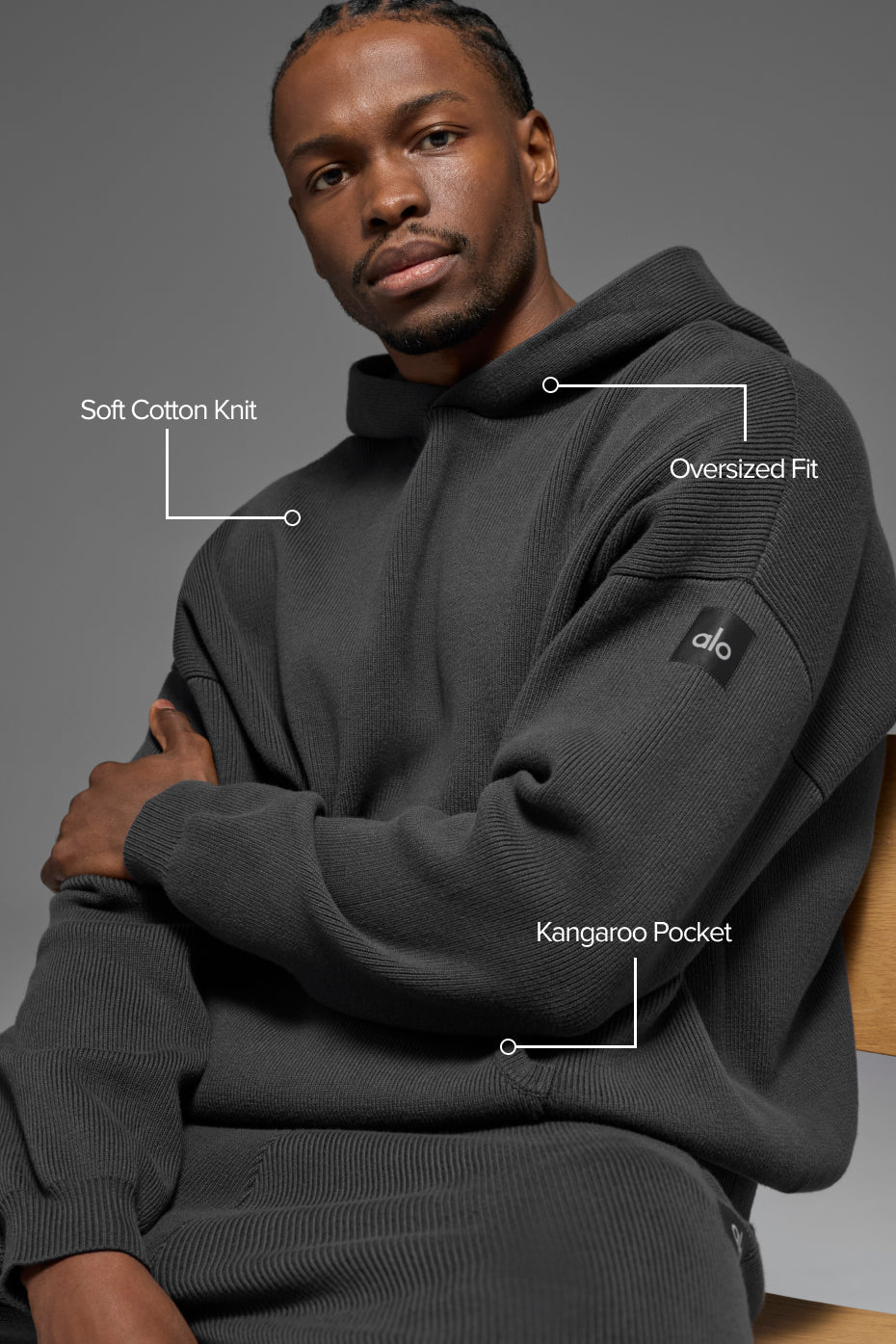 Alo Yoga Scholar Hooded Sweater - Anthracite