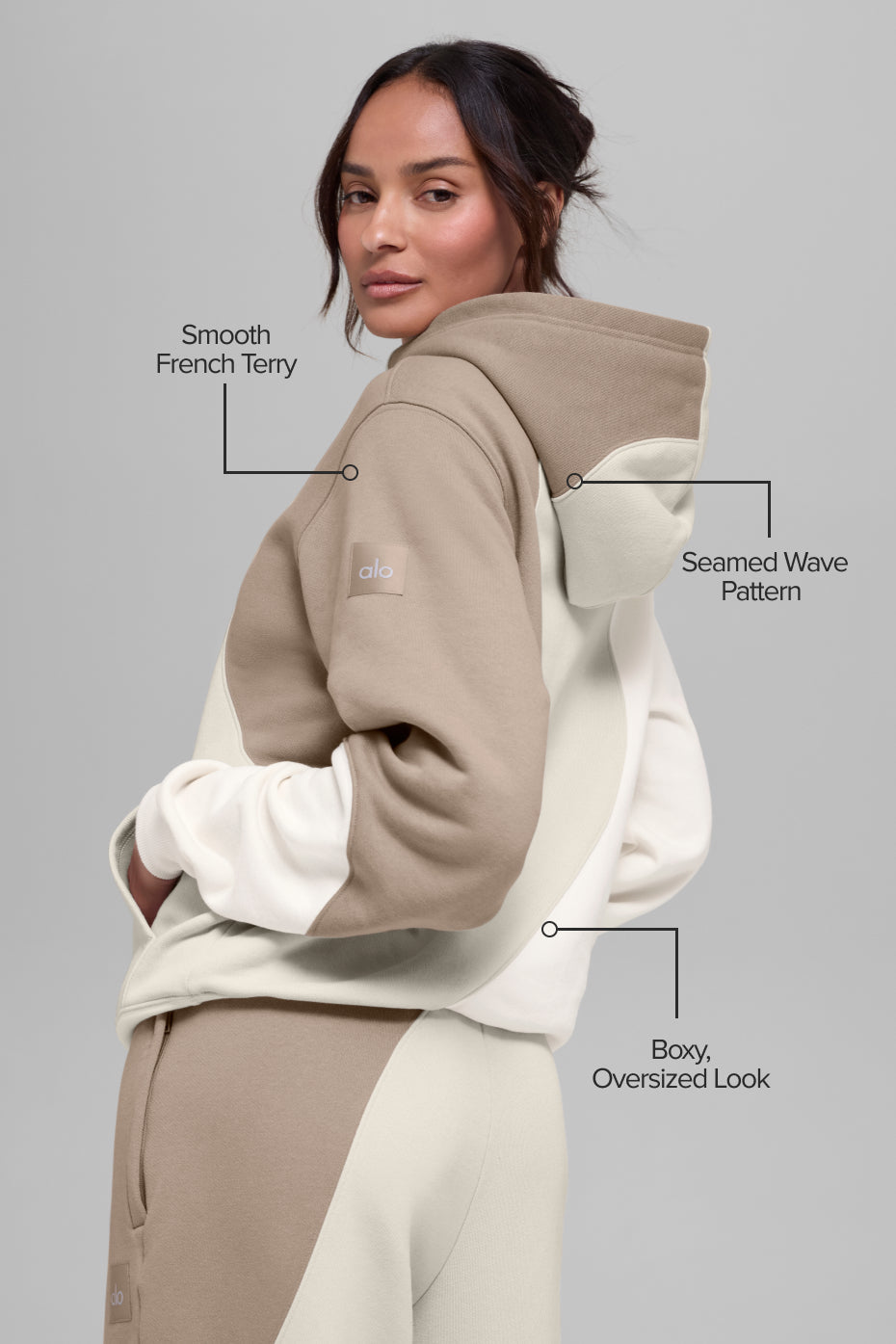 Alo Yoga Make Waves Hoodie - Ivory/Bone/Gravel