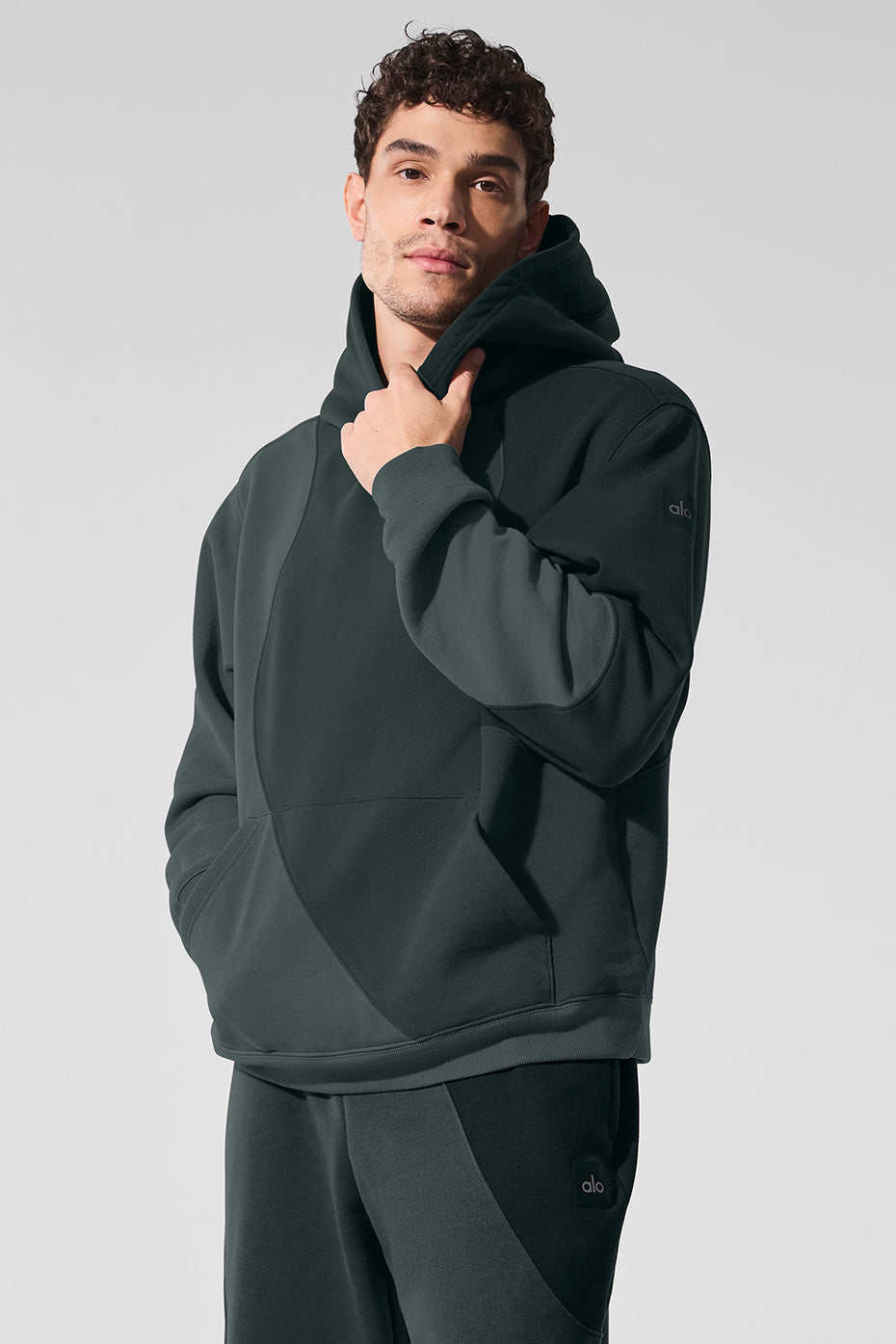 Alo Yoga Make Waves Hoodie - Charcoal Green Tonal