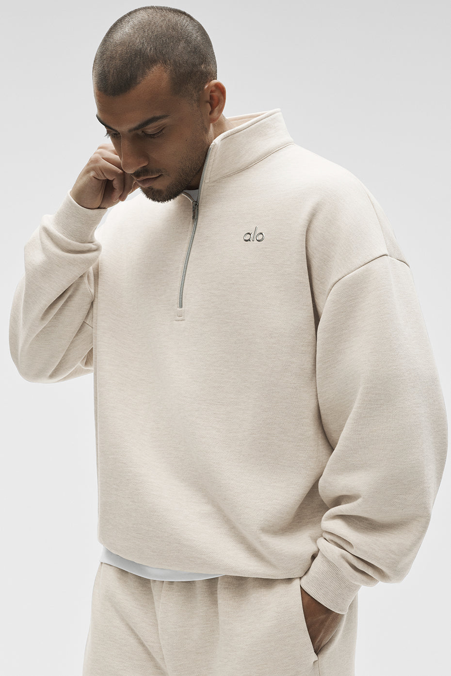 Alo Yoga Accolade 1/4 Zip Pullover - Oatmeal Heather