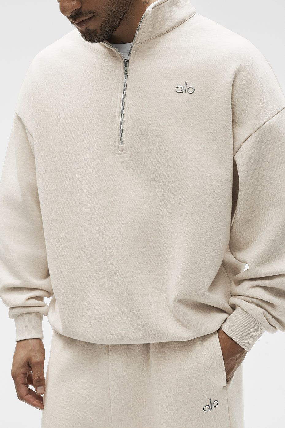 Alo Yoga Accolade 1/4 Zip Pullover - Oatmeal Heather