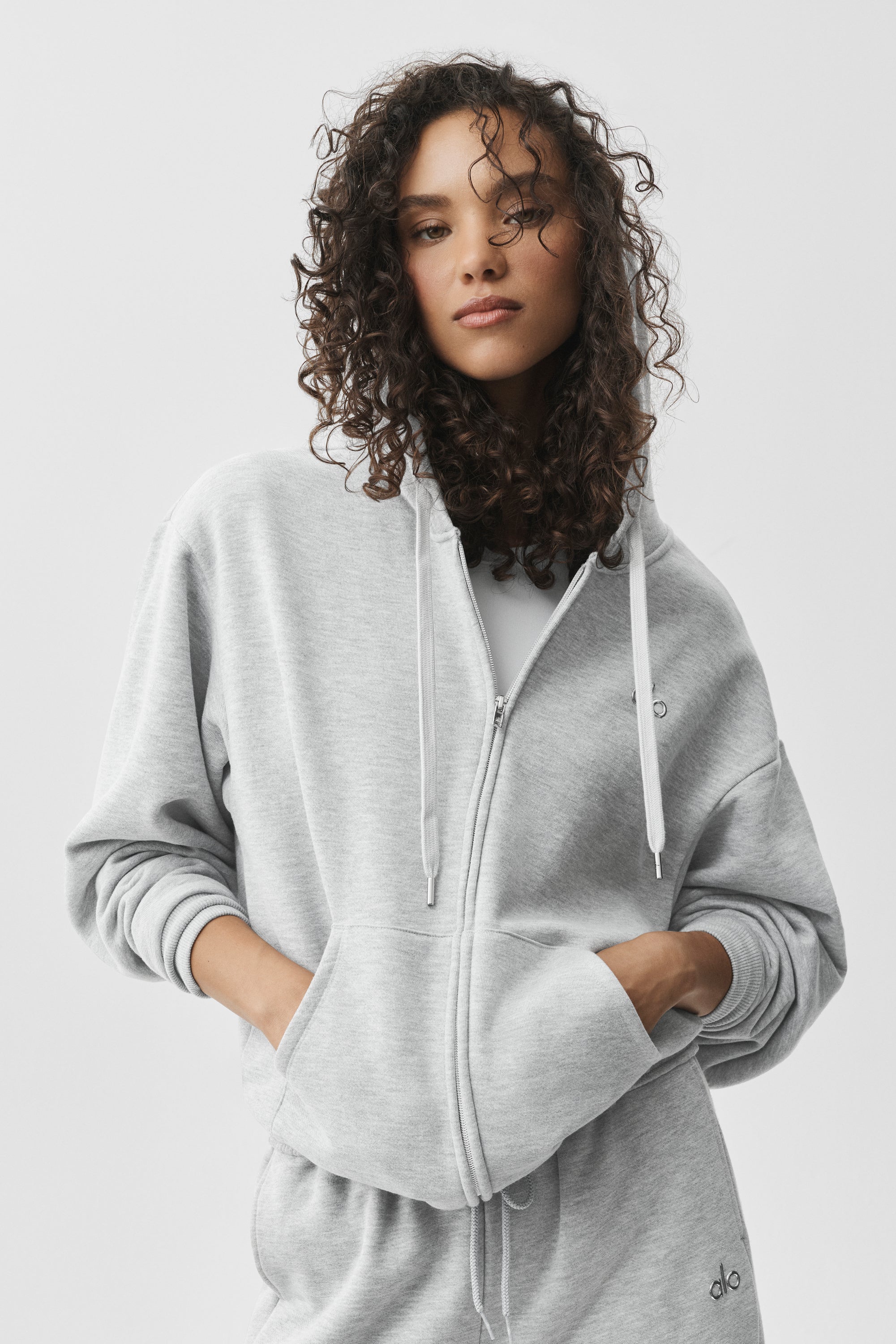Alo Yoga Accolade Full Zip Hoodie - Athletic Heather Grey