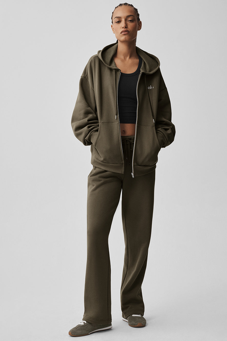 Alo Yoga Accolade Full Zip Hoodie - Olive Tree