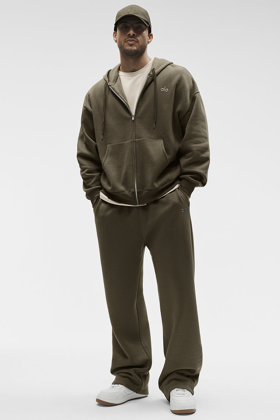Alo Yoga Accolade Full Zip Hoodie - Olive Tree