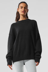 Alo Yoga Unisex Wool Cashmere New Class Crewneck Sweater - Black