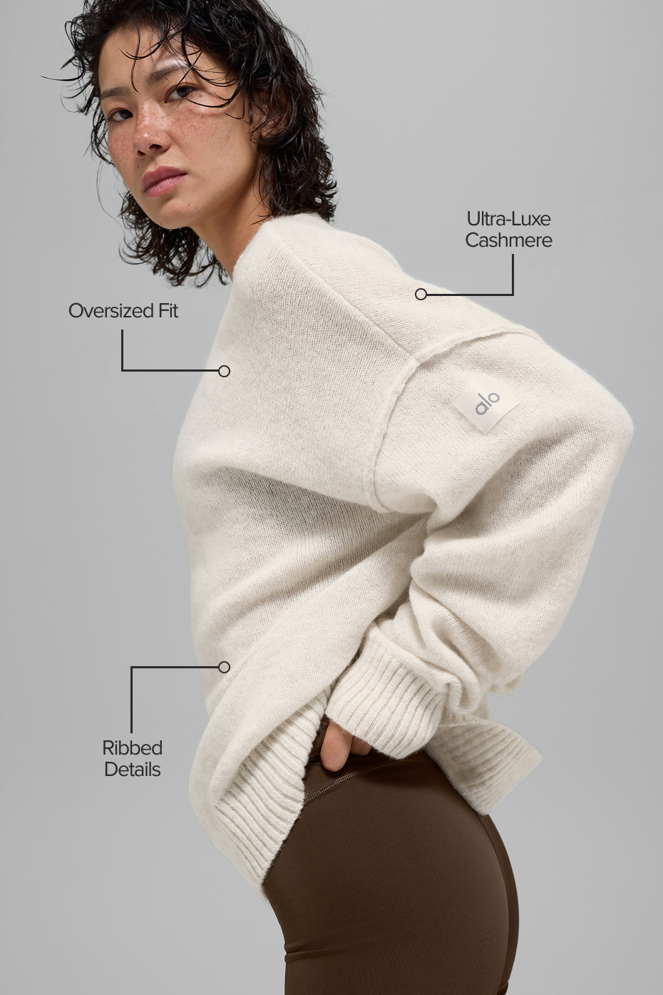 Alo Yoga Unisex Wool Cashmere New Class Crewneck Sweater - Bone Heather