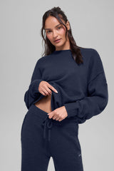 Alo Yoga Unisex Wool Cashmere New Class Crewneck Sweater - Navy