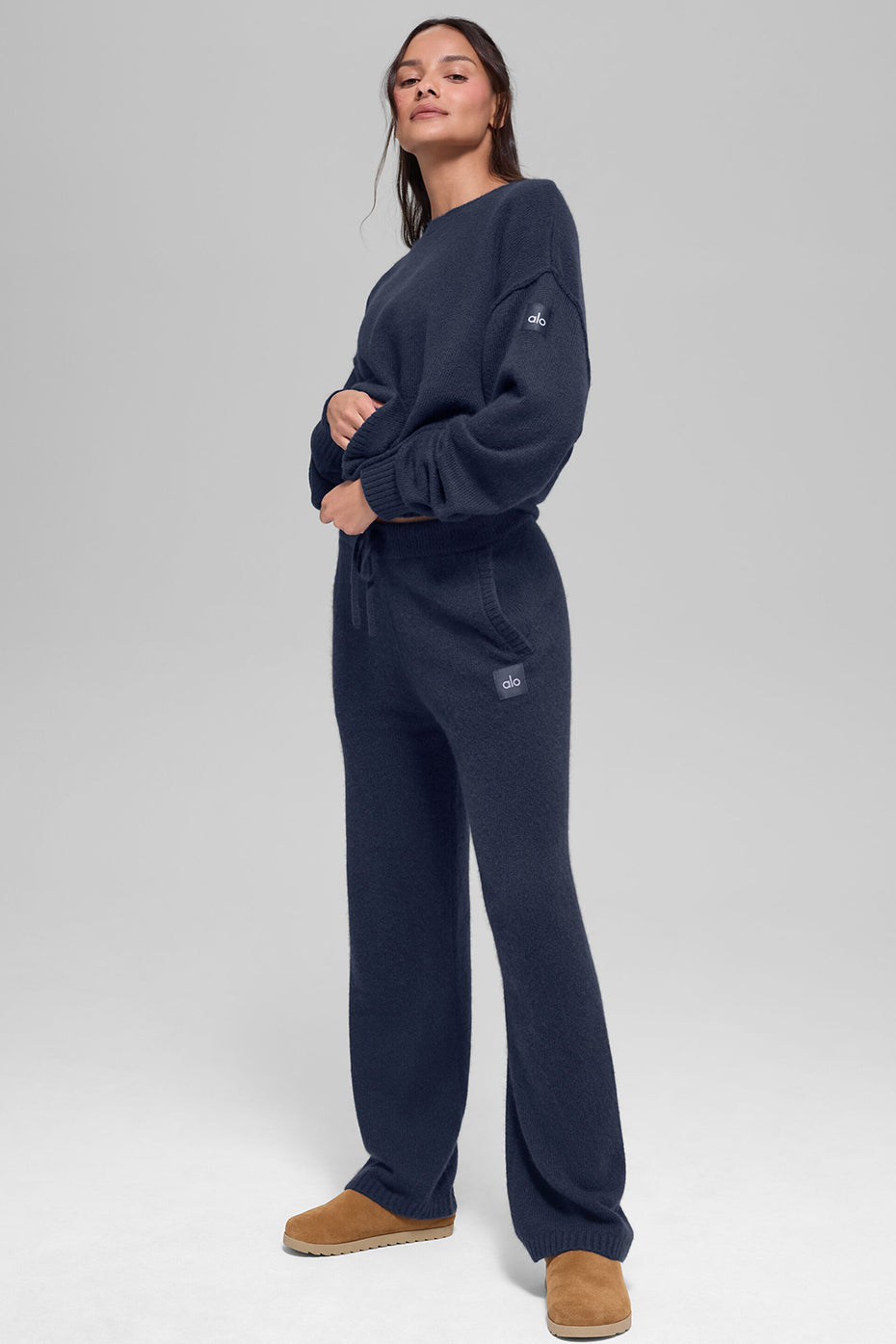 Alo Yoga Unisex Wool Cashmere New Class Crewneck Sweater - Navy