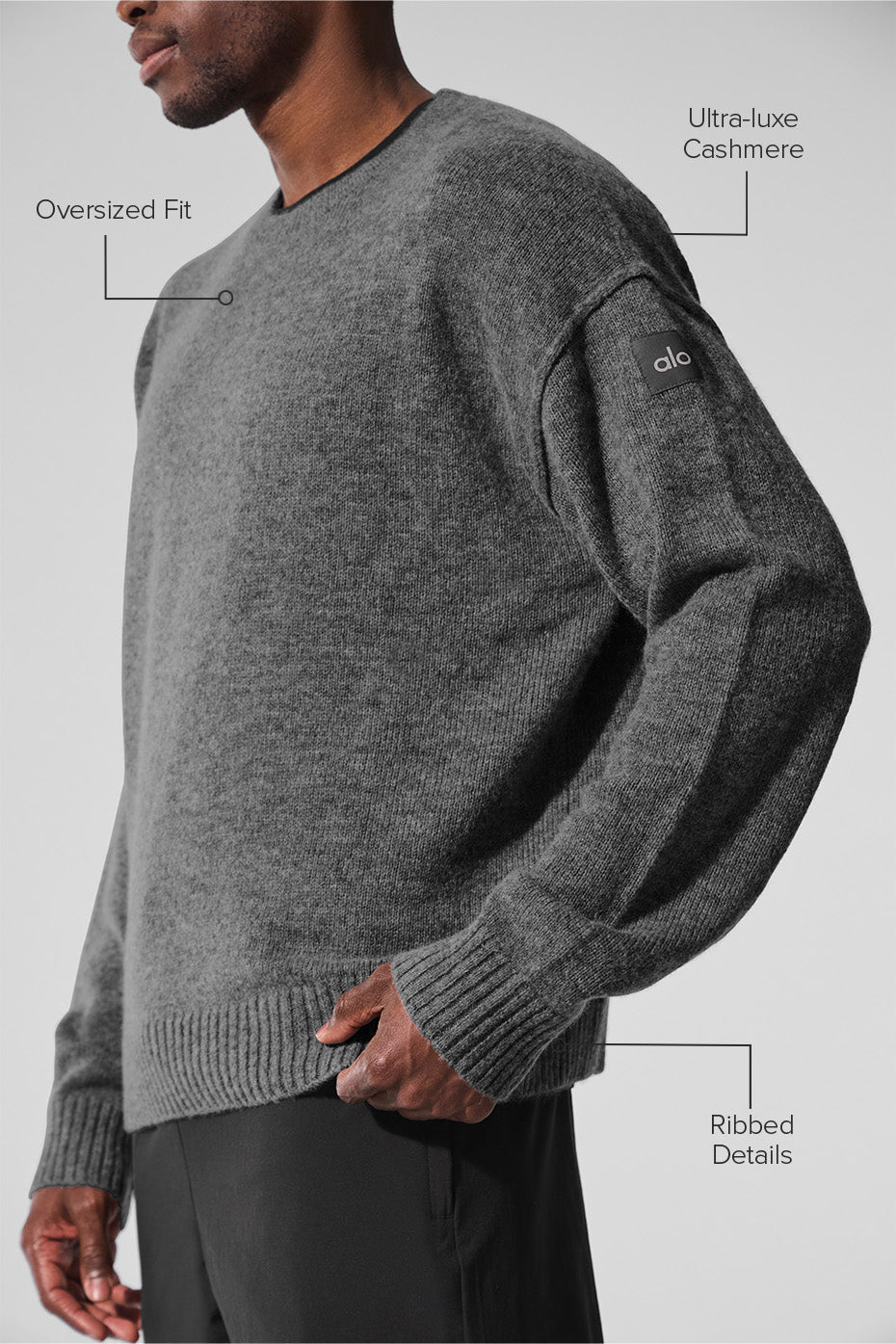 Alo Yoga Unisex Wool Cashmere New Class Crewneck Sweater - Platinum Grey