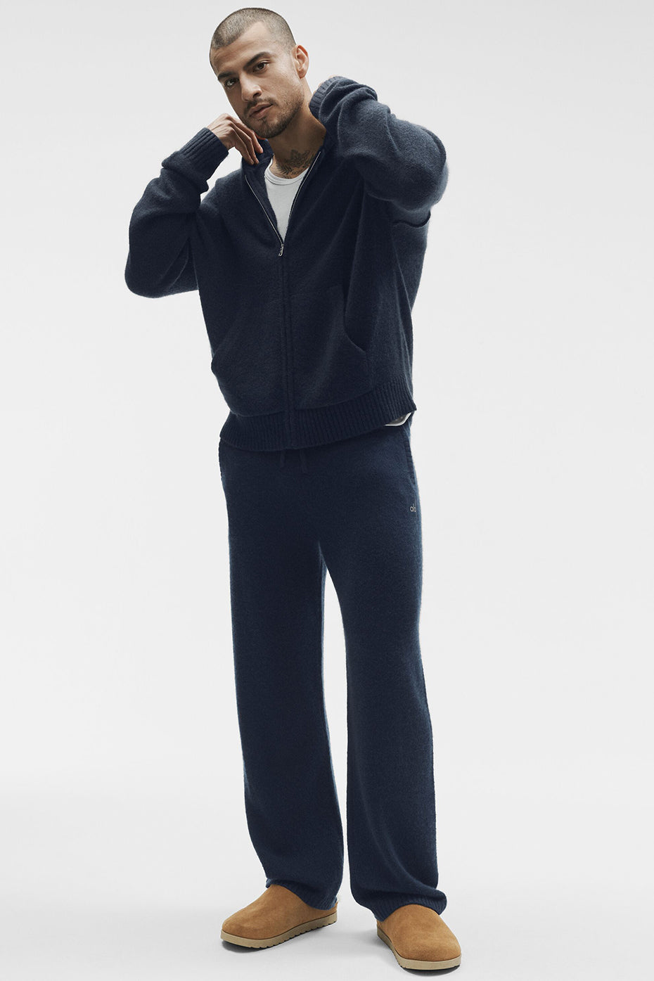 Alo Yoga Wool Cashmere New Class Full Zip Hoodie - Navy
