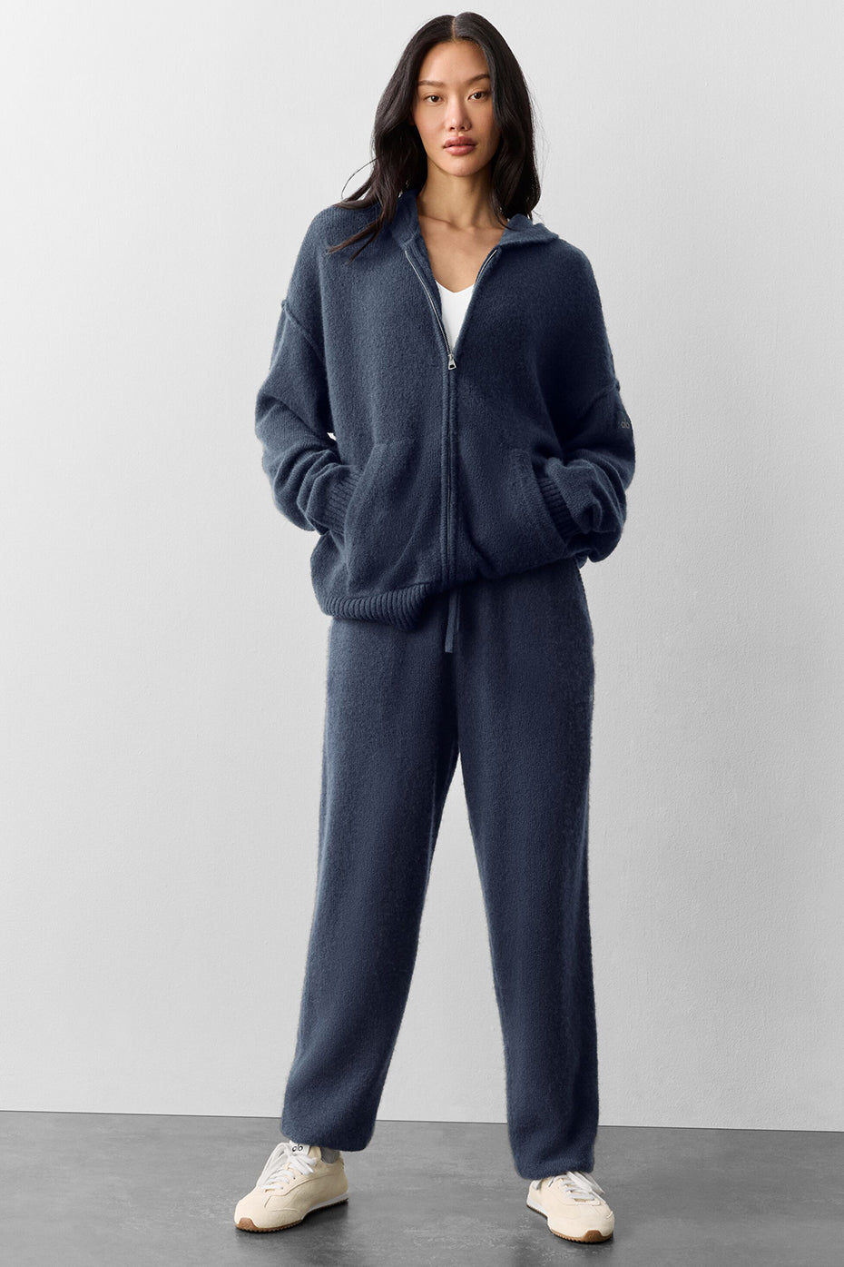 Alo Yoga Wool Cashmere New Class Full Zip Hoodie - Navy