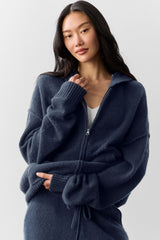 Alo Yoga Wool Cashmere New Class Full Zip Hoodie - Navy