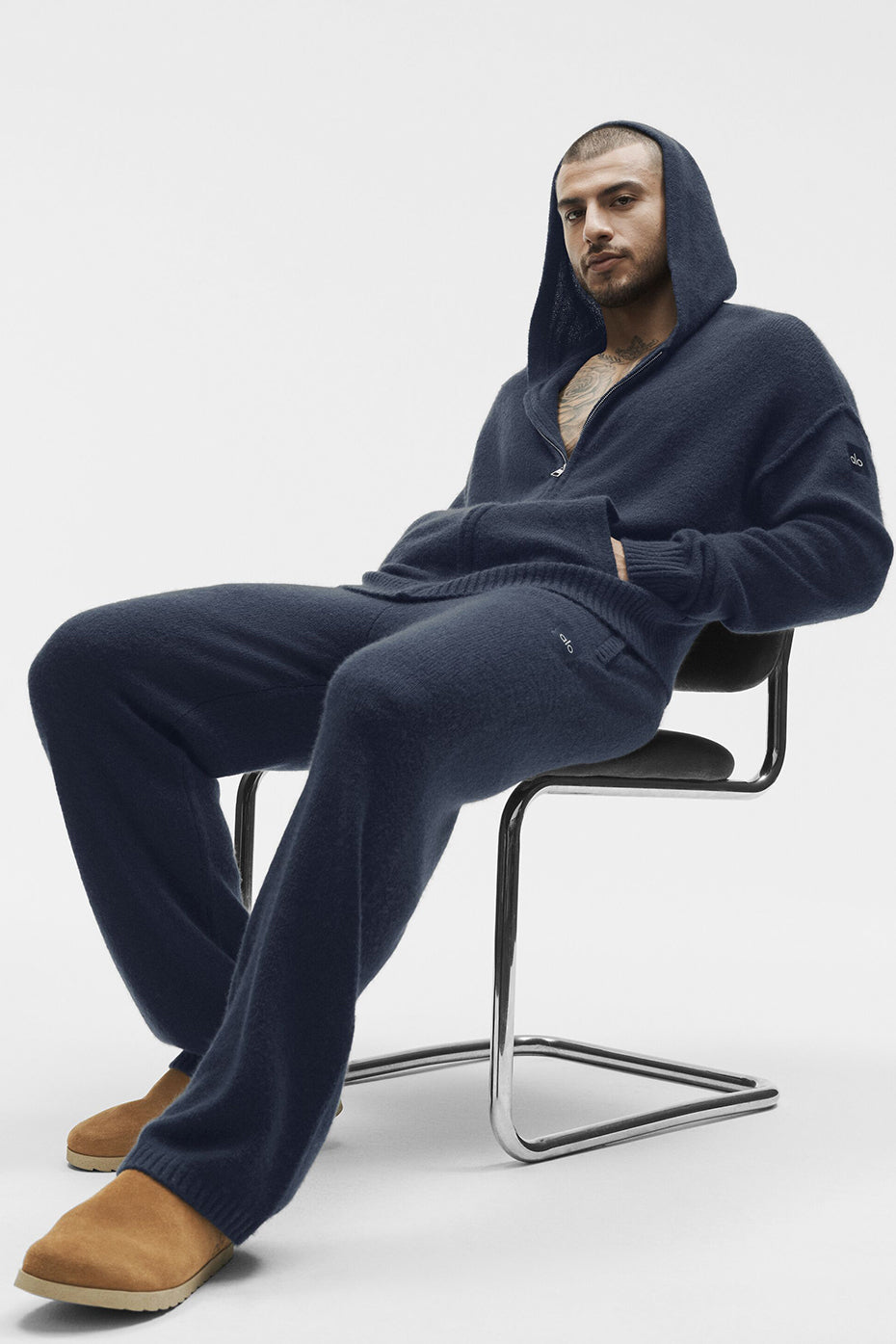 Alo Yoga Wool Cashmere New Class Full Zip Hoodie - Navy
