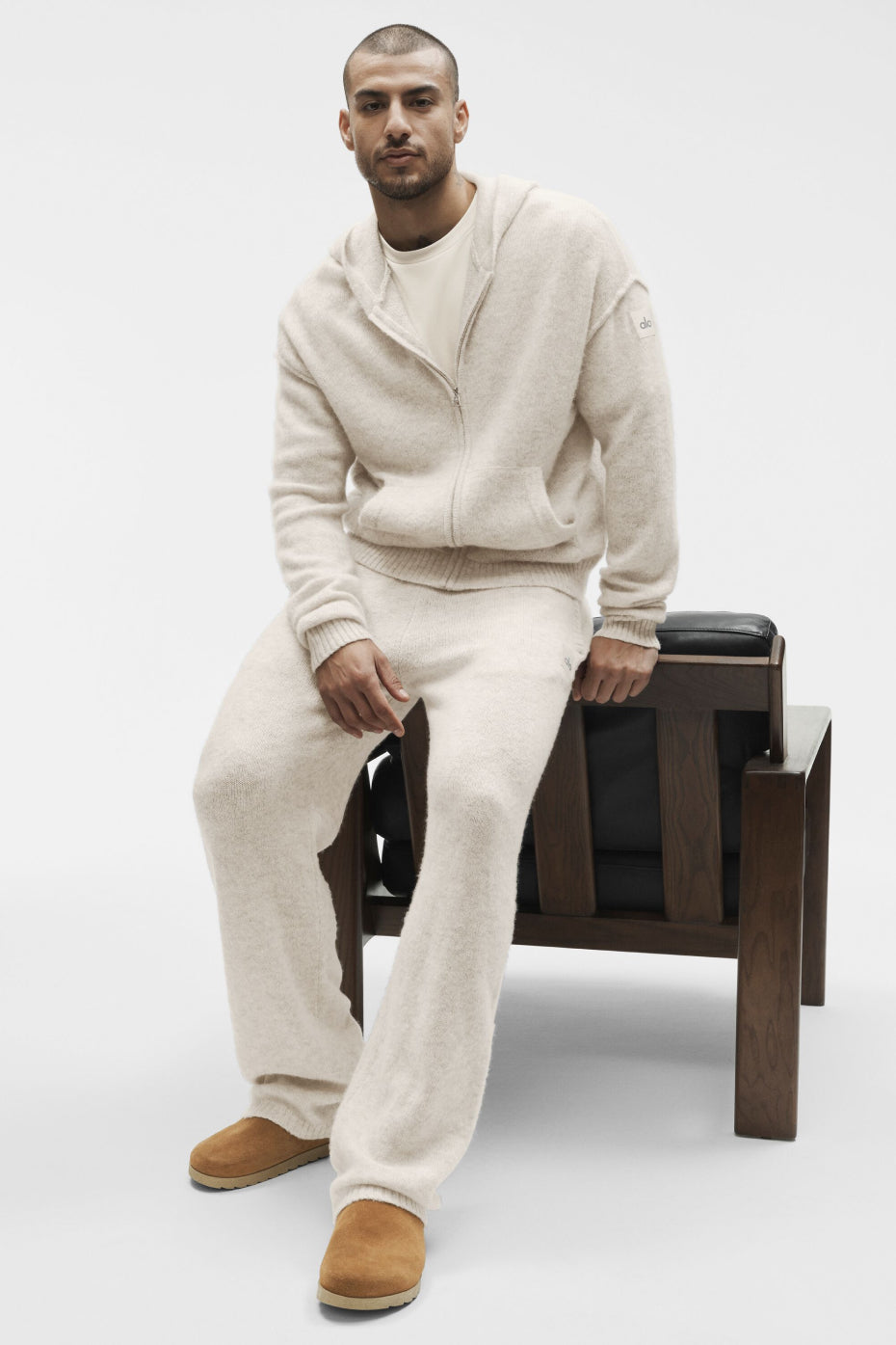 Alo Yoga Wool Cashmere New Class Full Zip Hoodie - Oatmeal Heather