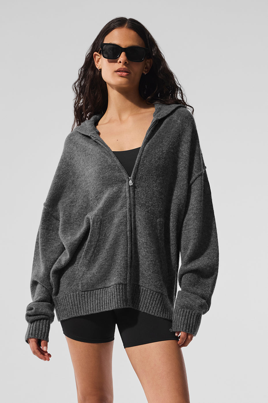 Alo Yoga Wool Cashmere New Class Full Zip Hoodie - Platinum Grey