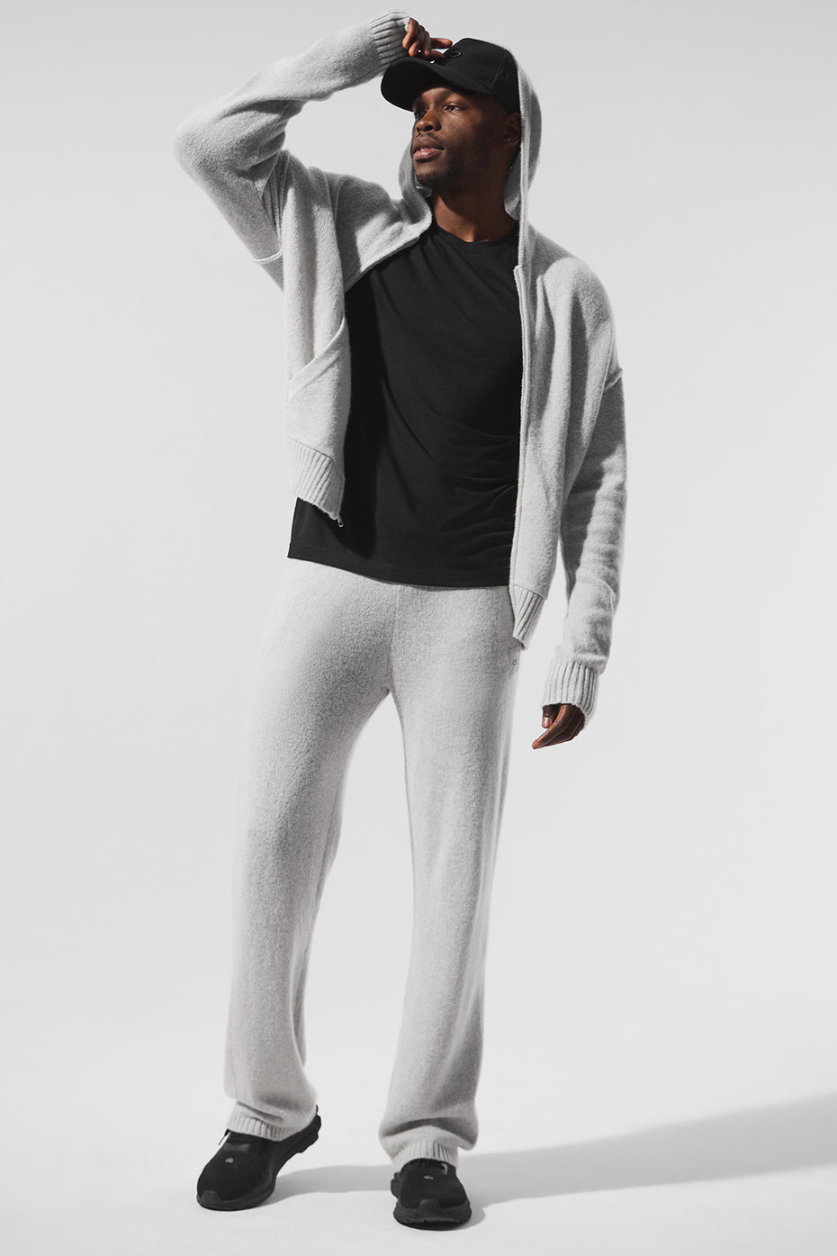 Alo Yoga Wool Cashmere New Class Full Zip Hoodie - Pearl Grey Heather