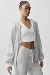 Alo Yoga Wool Cashmere New Class Full Zip Hoodie - White Heather