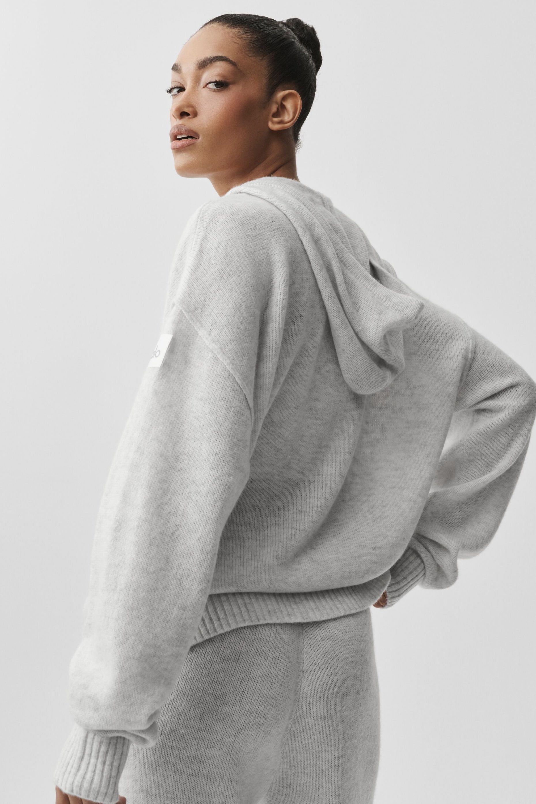 Alo Yoga Wool Cashmere New Class Full Zip Hoodie - White Heather