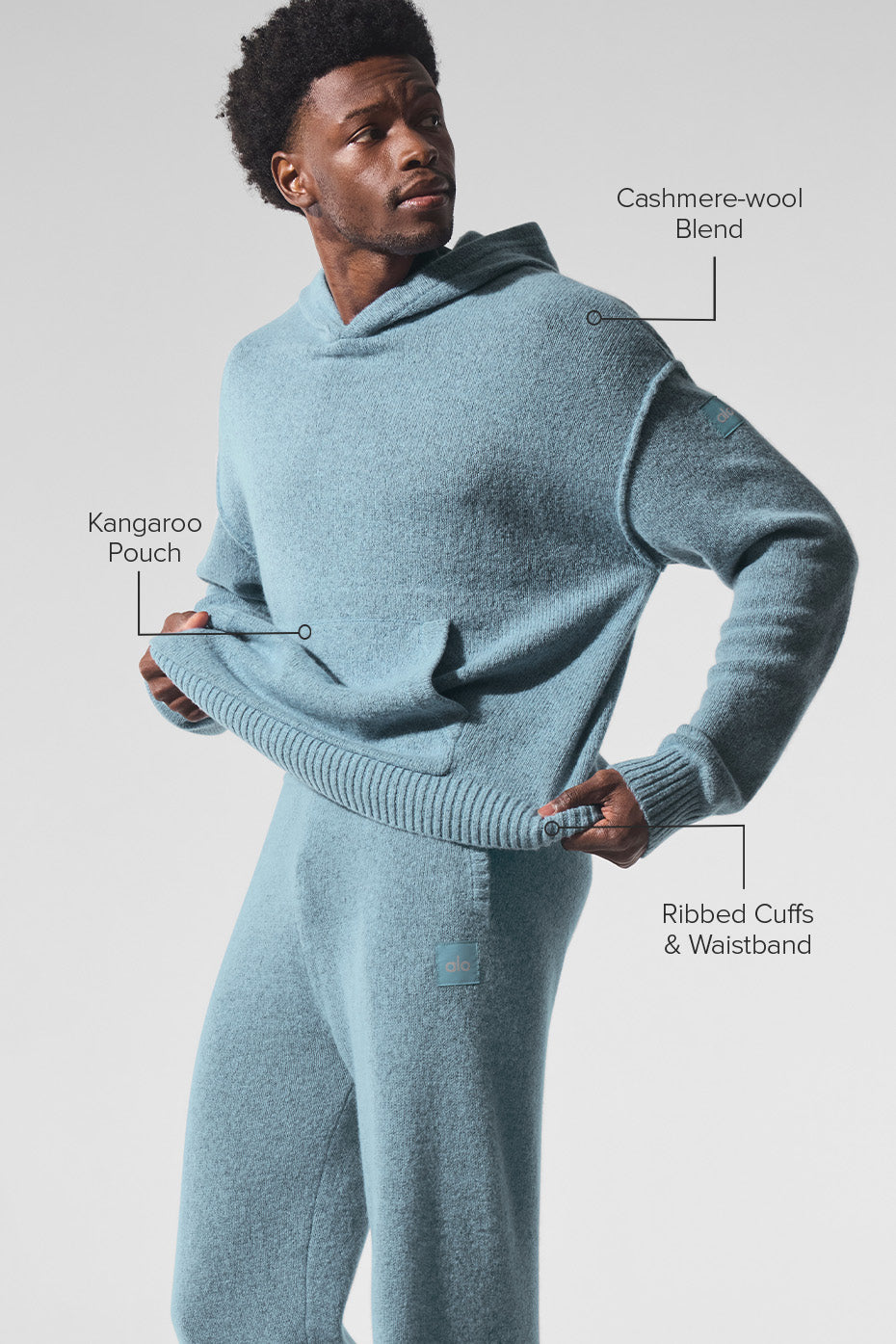 Alo Yoga Wool Cashmere New Class Hoodie - Celestial Blue Granite Heather