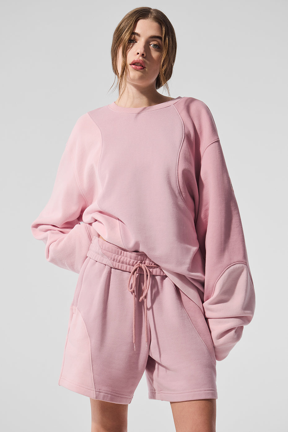 Alo Yoga Make Waves Crew Neck Pullover - Sunset Pink Tonal