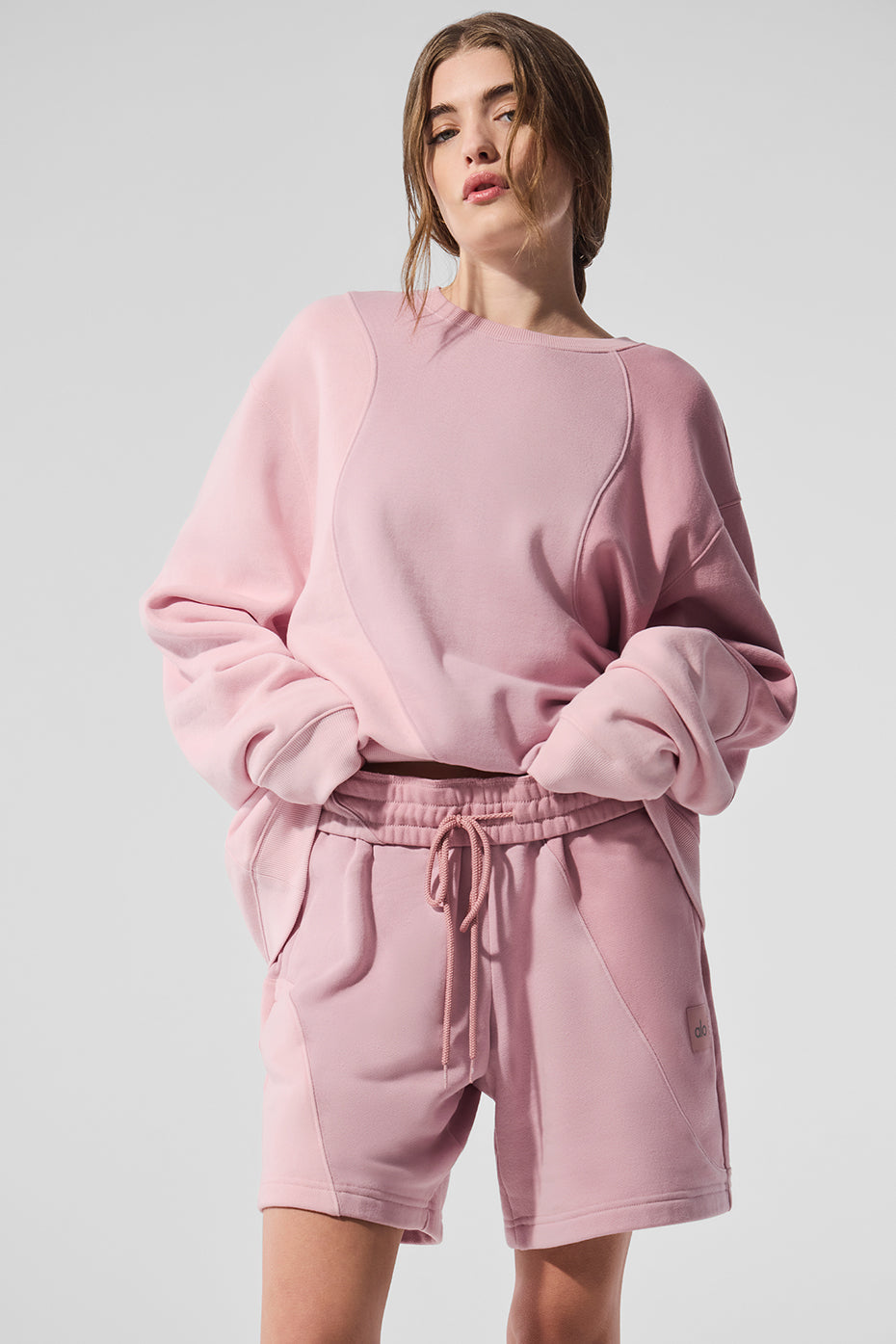 Alo Yoga Make Waves Crew Neck Pullover - Sunset Pink Tonal