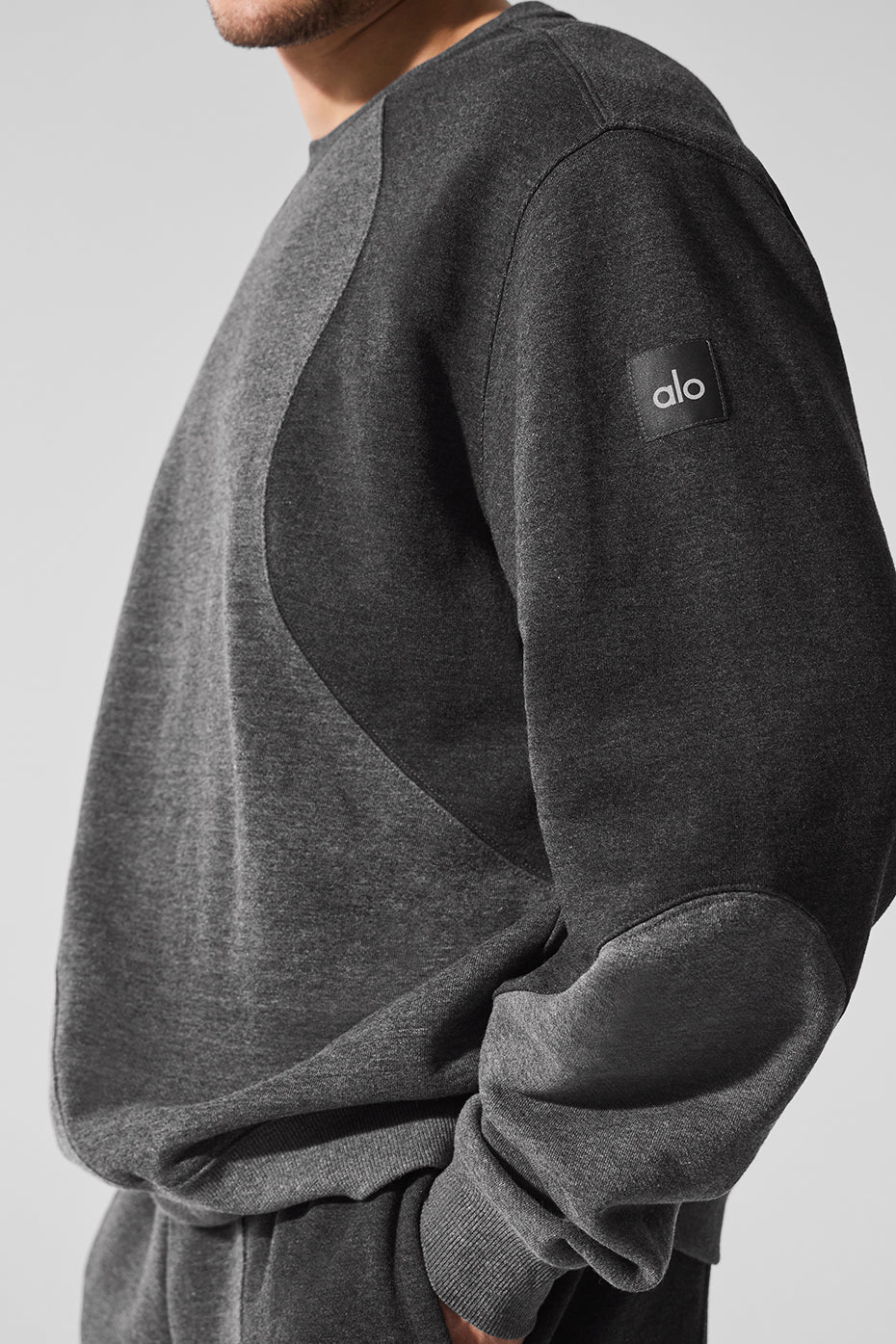 Alo Yoga Make Waves Crew Neck Pullover - Dark Heather Grey Tonal