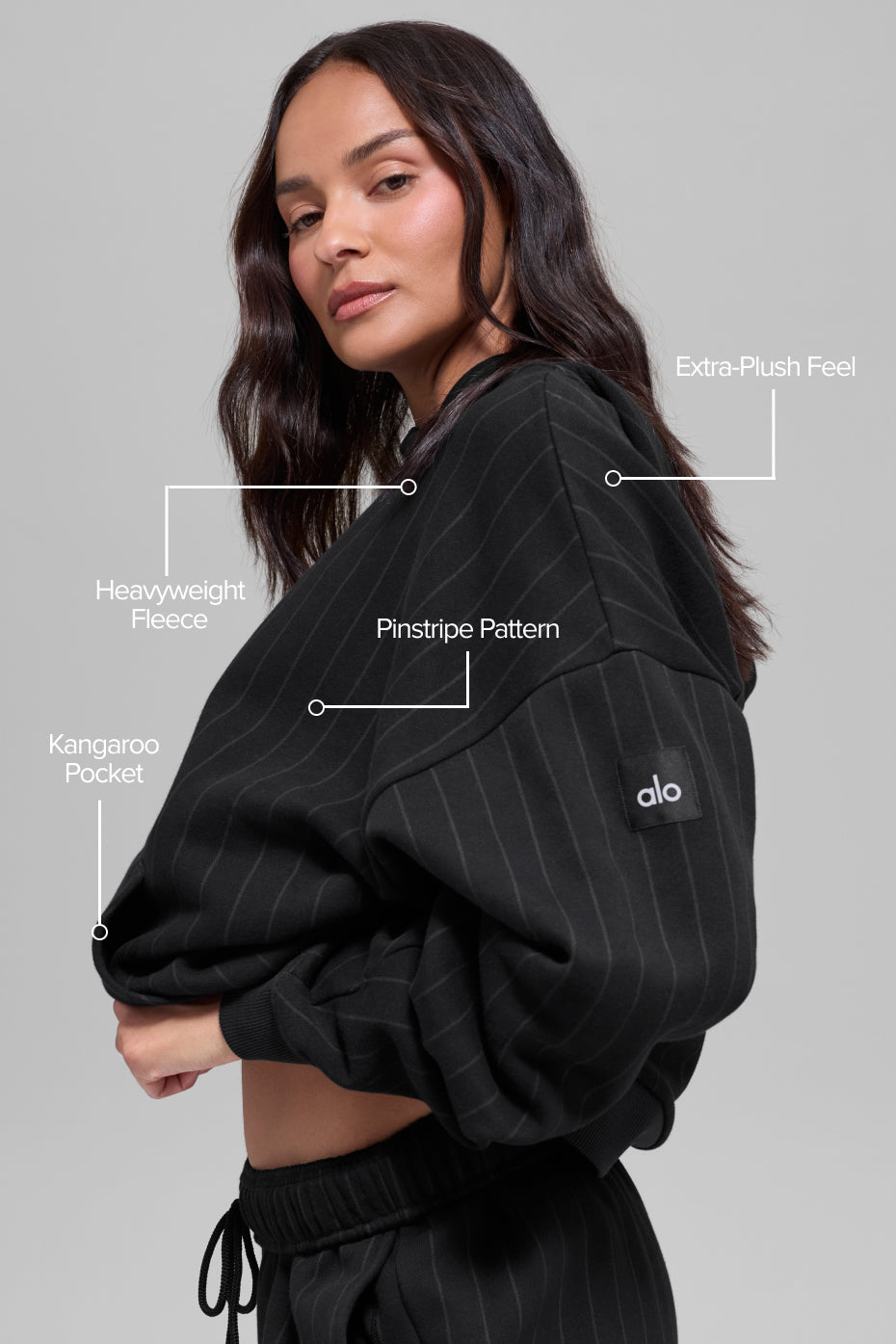 Alo Yoga Pinstripe Hoodie - Black Pinstripe