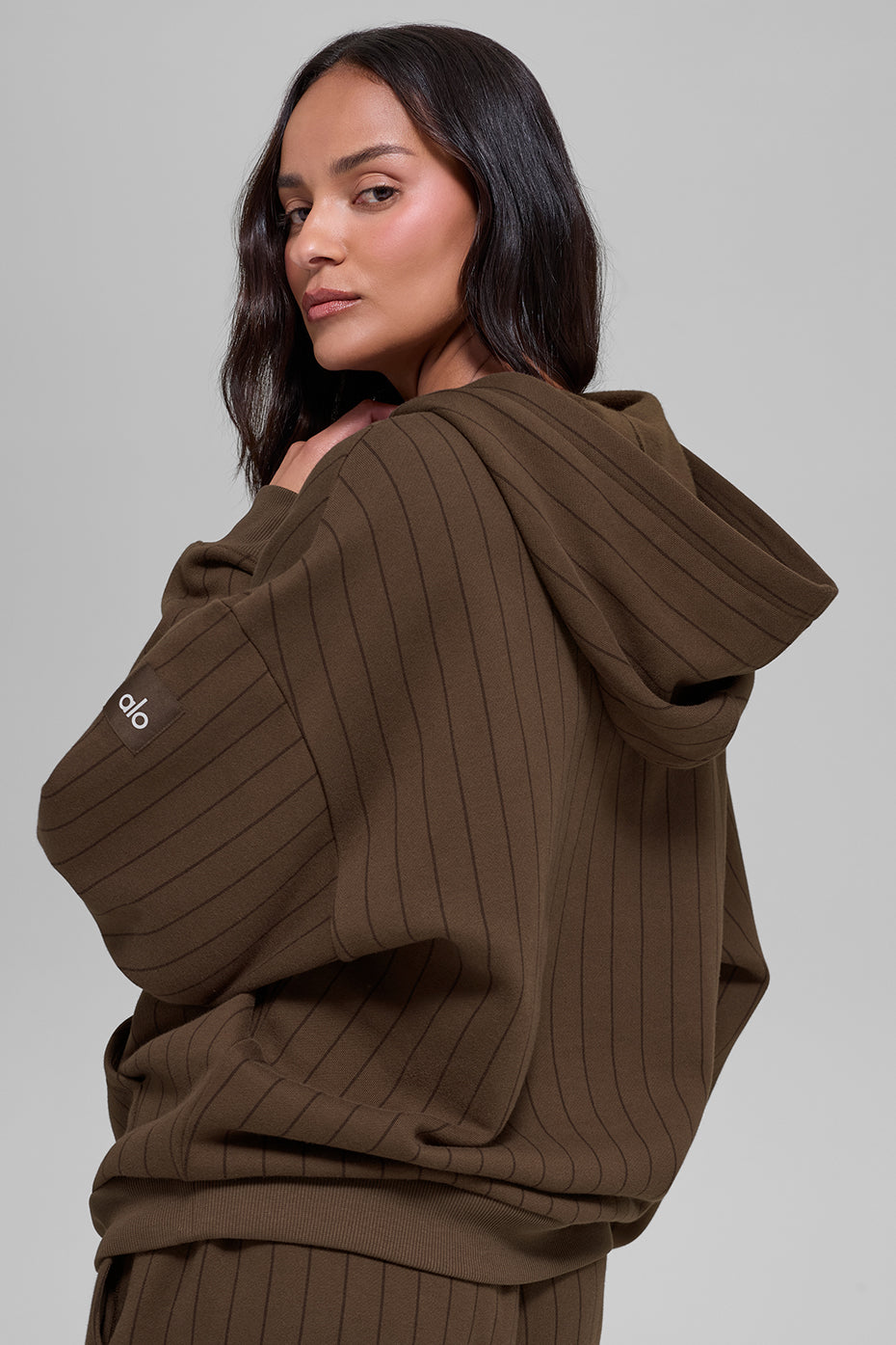Alo Yoga Pinstripe Hoodie - Espresso Pinstripe