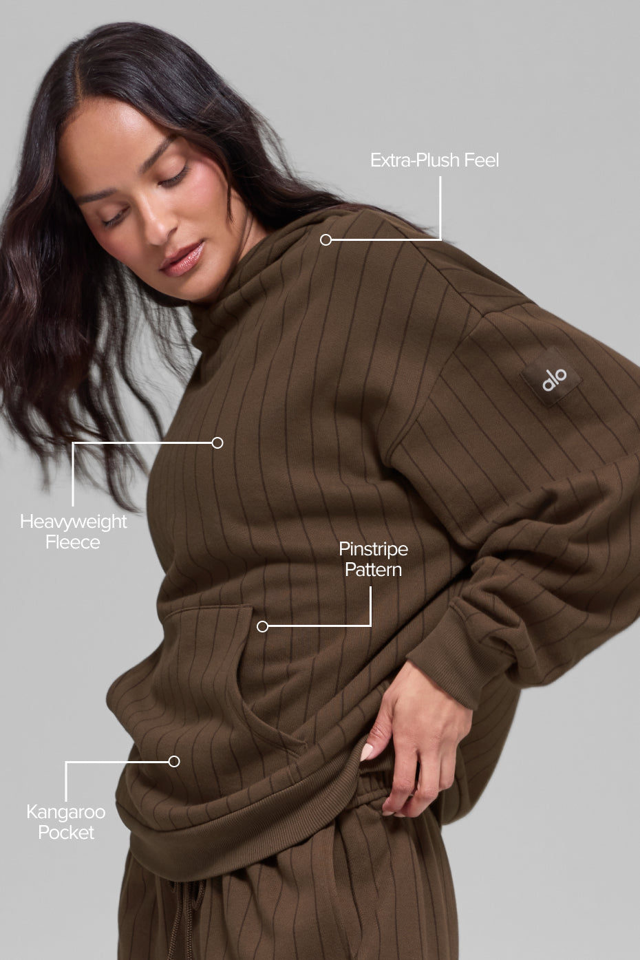 Alo Yoga Pinstripe Hoodie - Espresso Pinstripe