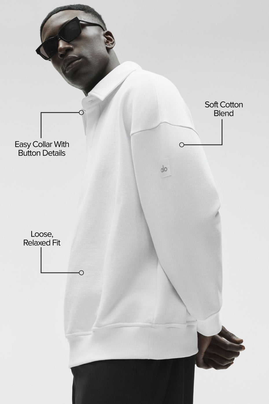 Alo Yoga Take It Easy Long Sleeve Henley Pullover - White