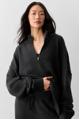 Alo Yoga Wool Cashmere New Class 1/4 Zip Pullover - Black