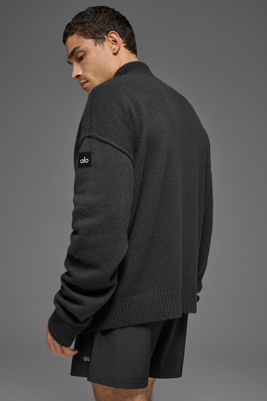 Alo Yoga Wool Cashmere New Class 1/4 Zip Pullover - Black