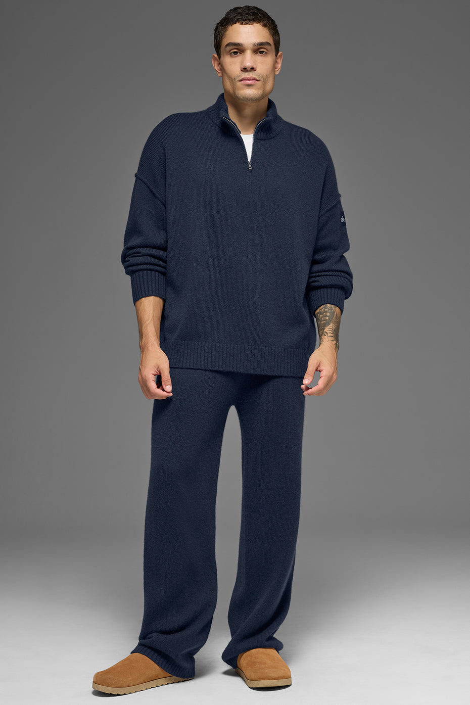 Alo Yoga Wool Cashmere New Class 1/4 Zip Pullover - Navy