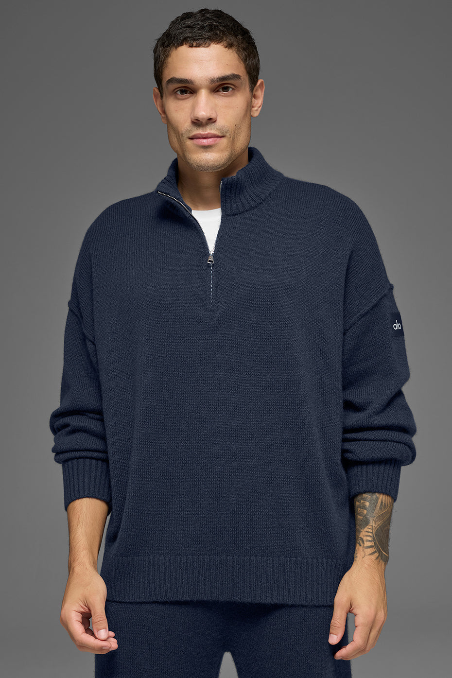 Alo Yoga Wool Cashmere New Class 1/4 Zip Pullover - Navy